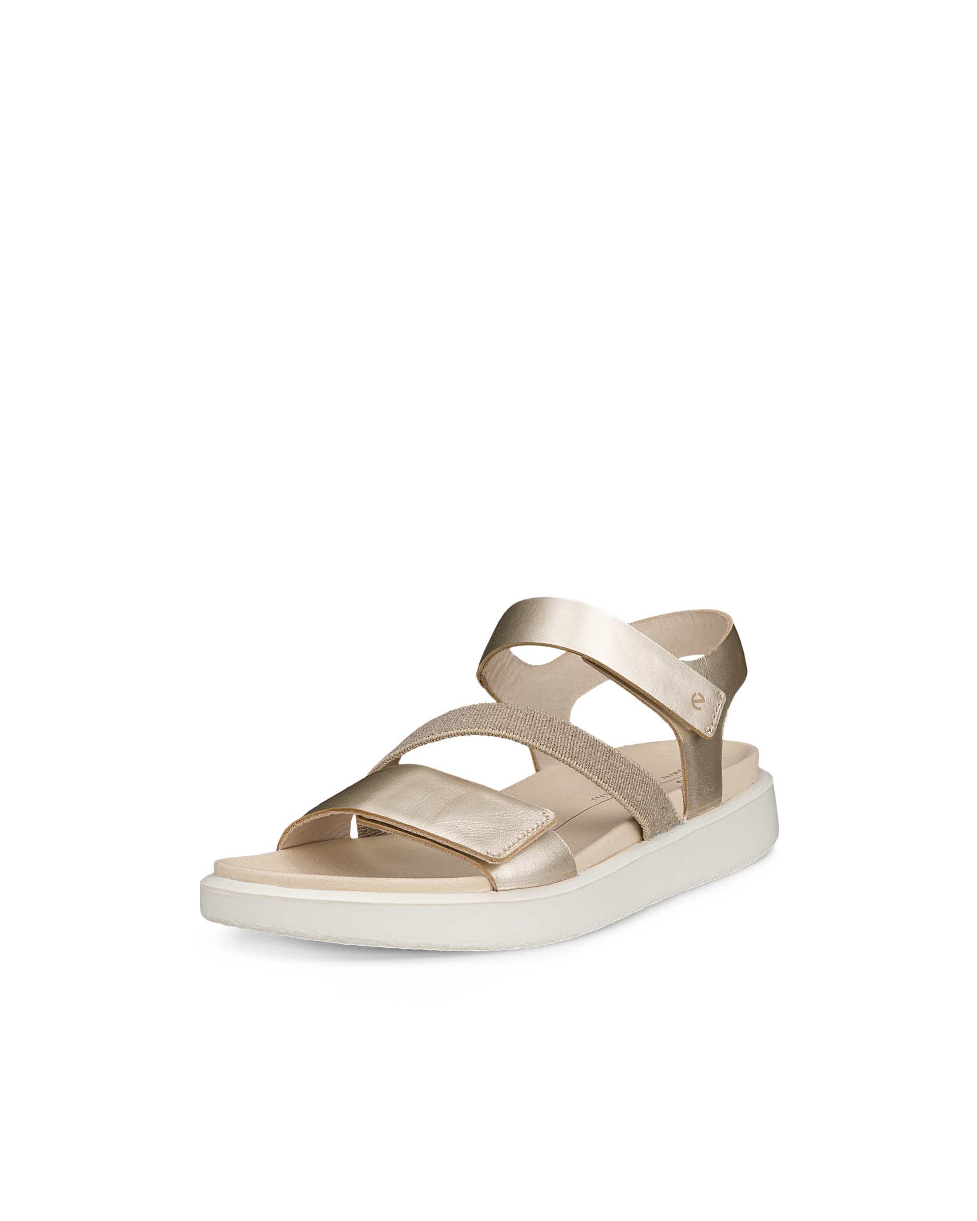 ECCO® Flowt sandale plate en cuir pour femme - Métallisé - Main