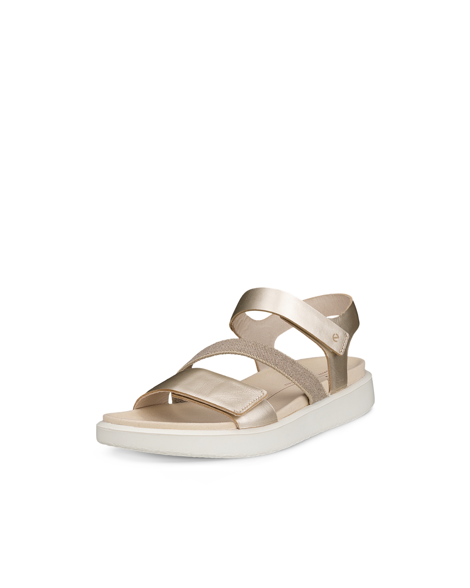 ECCO® Flowt sandale plate en cuir pour femme - Métallisé - Main