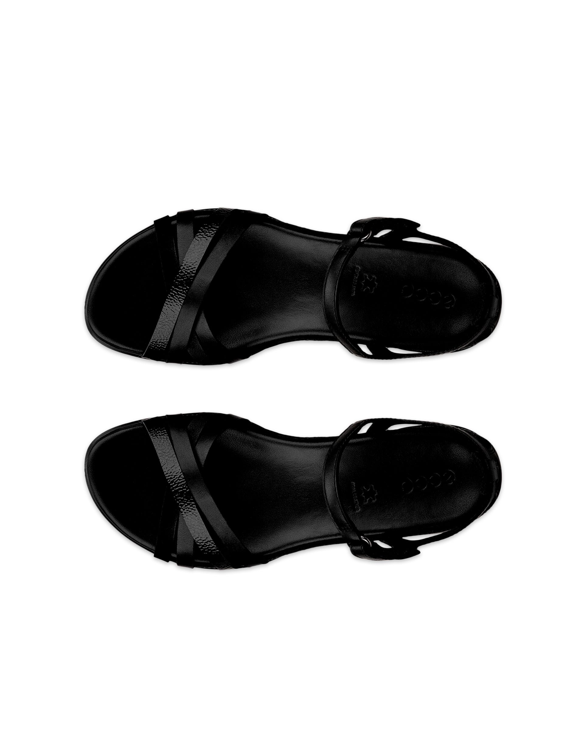 Women's ECCO® Flash Leather Flat Sandal - Black - Top left pair