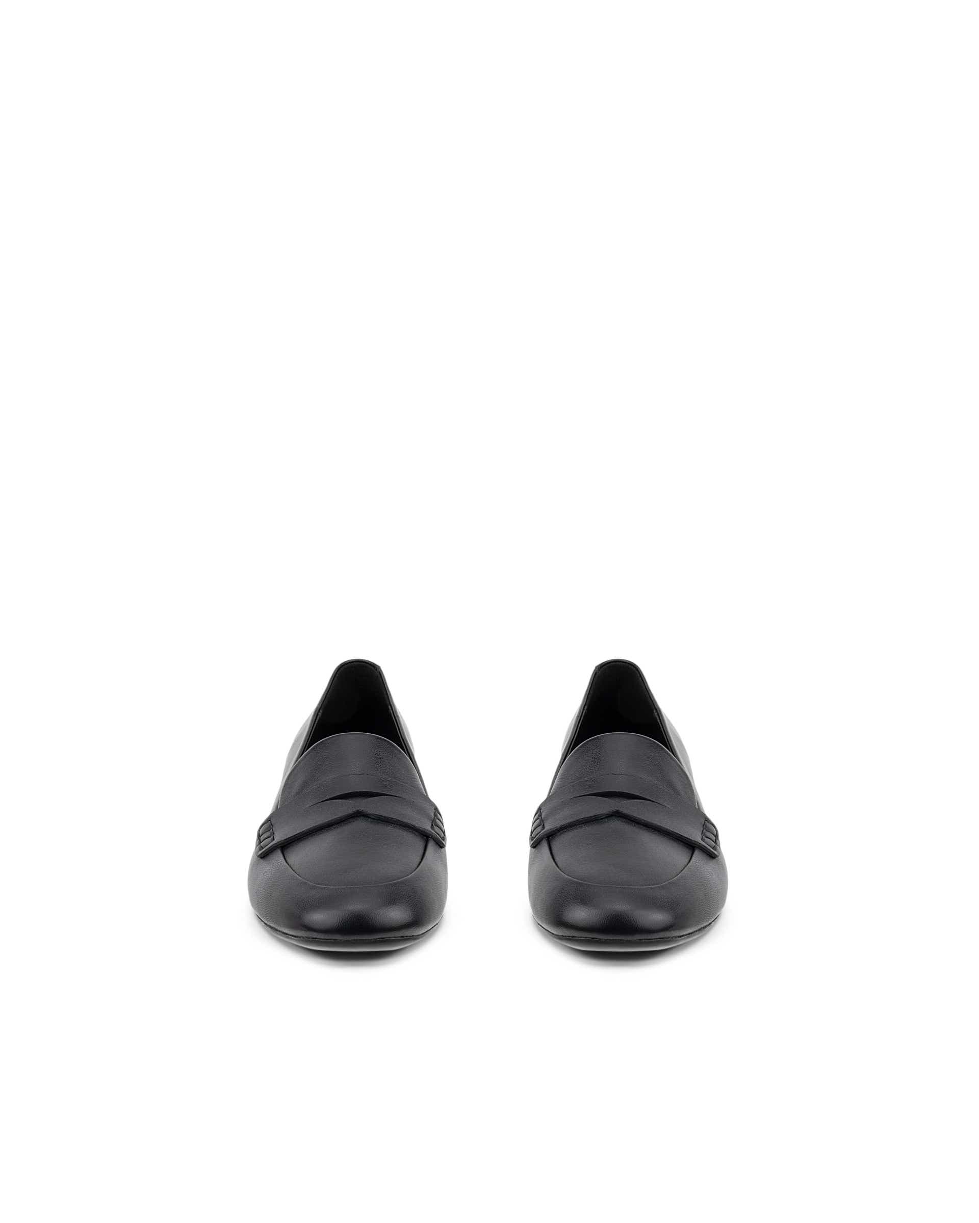 Women's ECCO® LIVA 35 Leather Block-Heeled Loafer - Black - Front pair