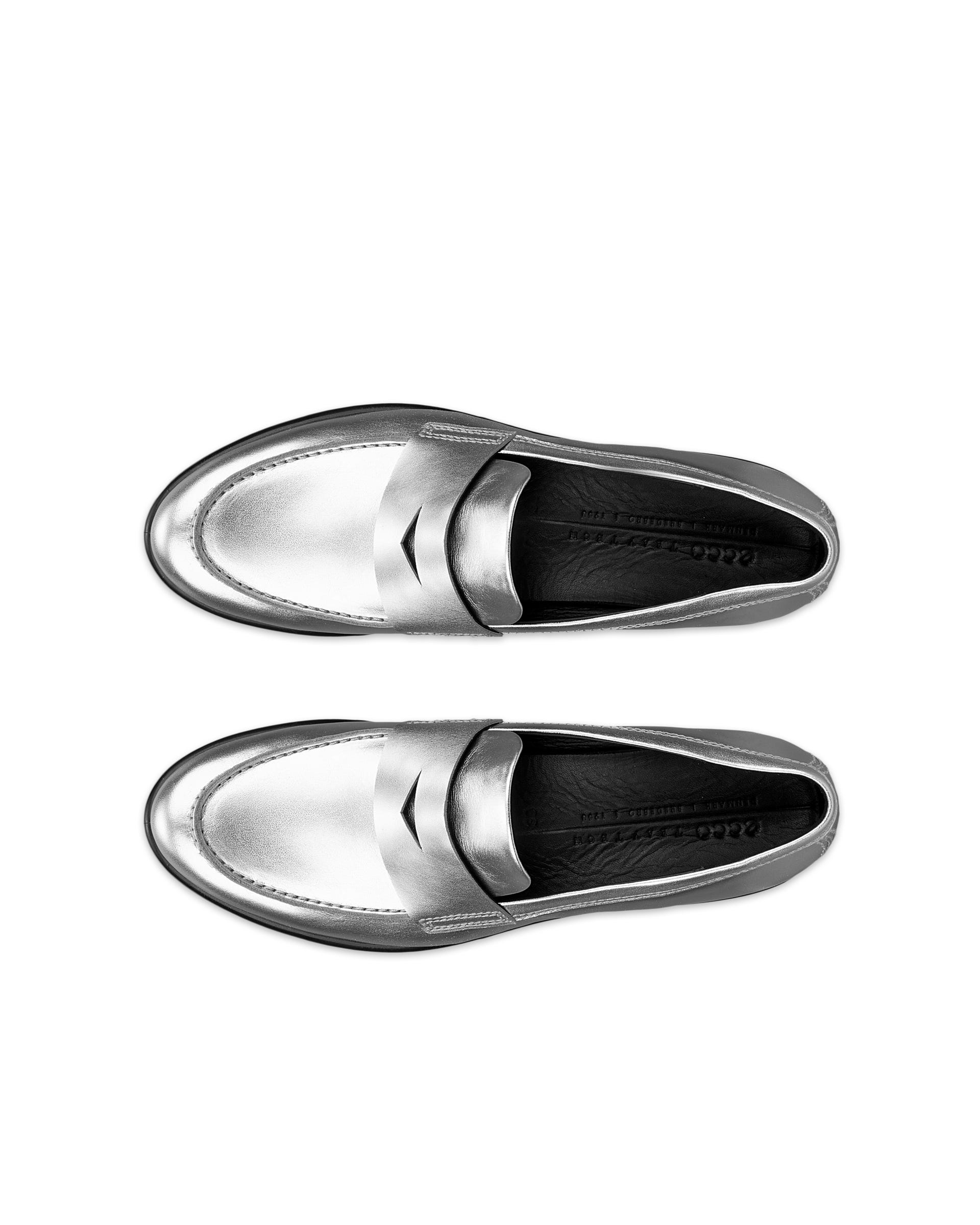 ECCO Modtray ウィメンズ レザーローファー - シルバー - Top left pair