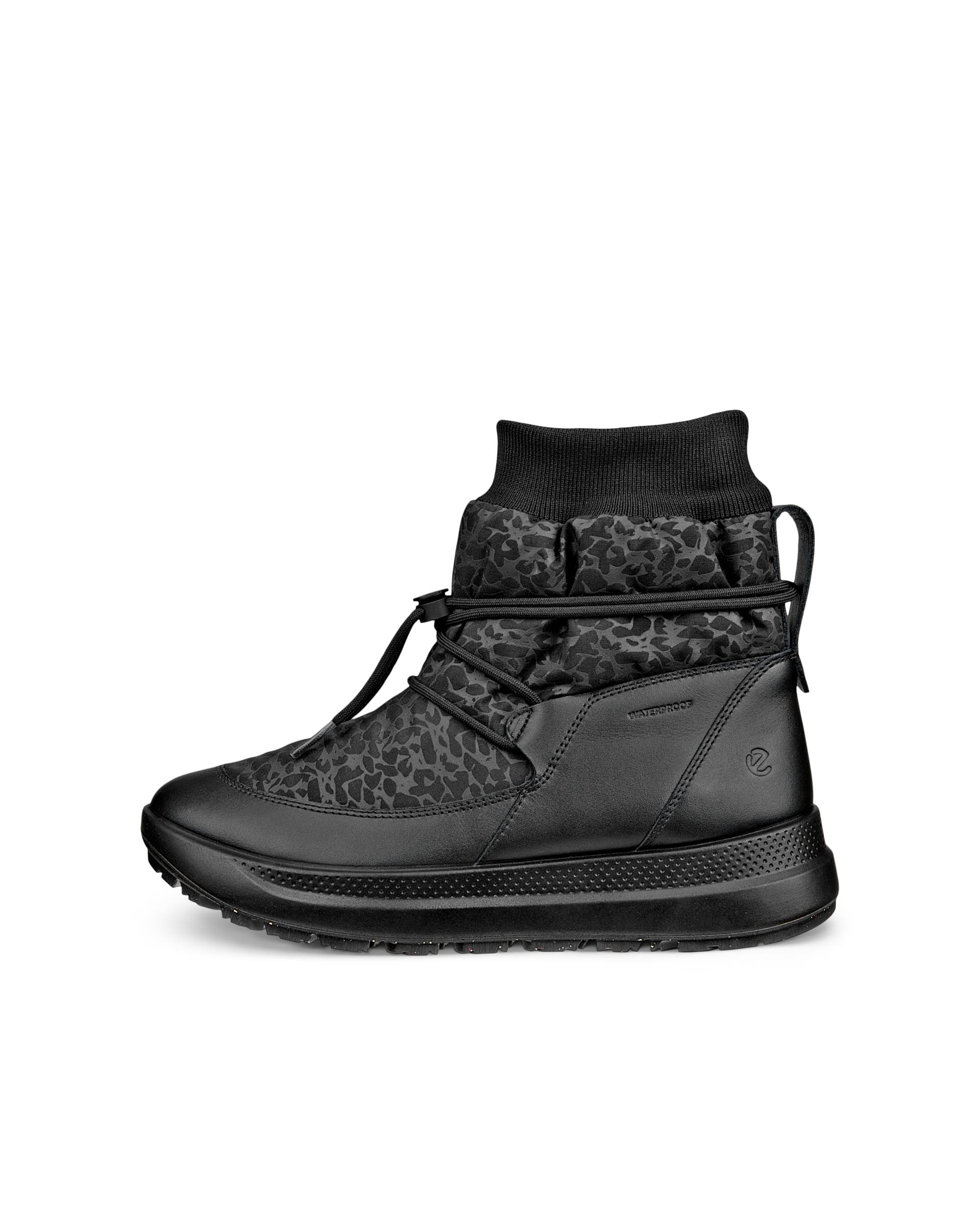 Damskie tekstylne wysokie buty ECCO® SOLICE - Czarny - Outside