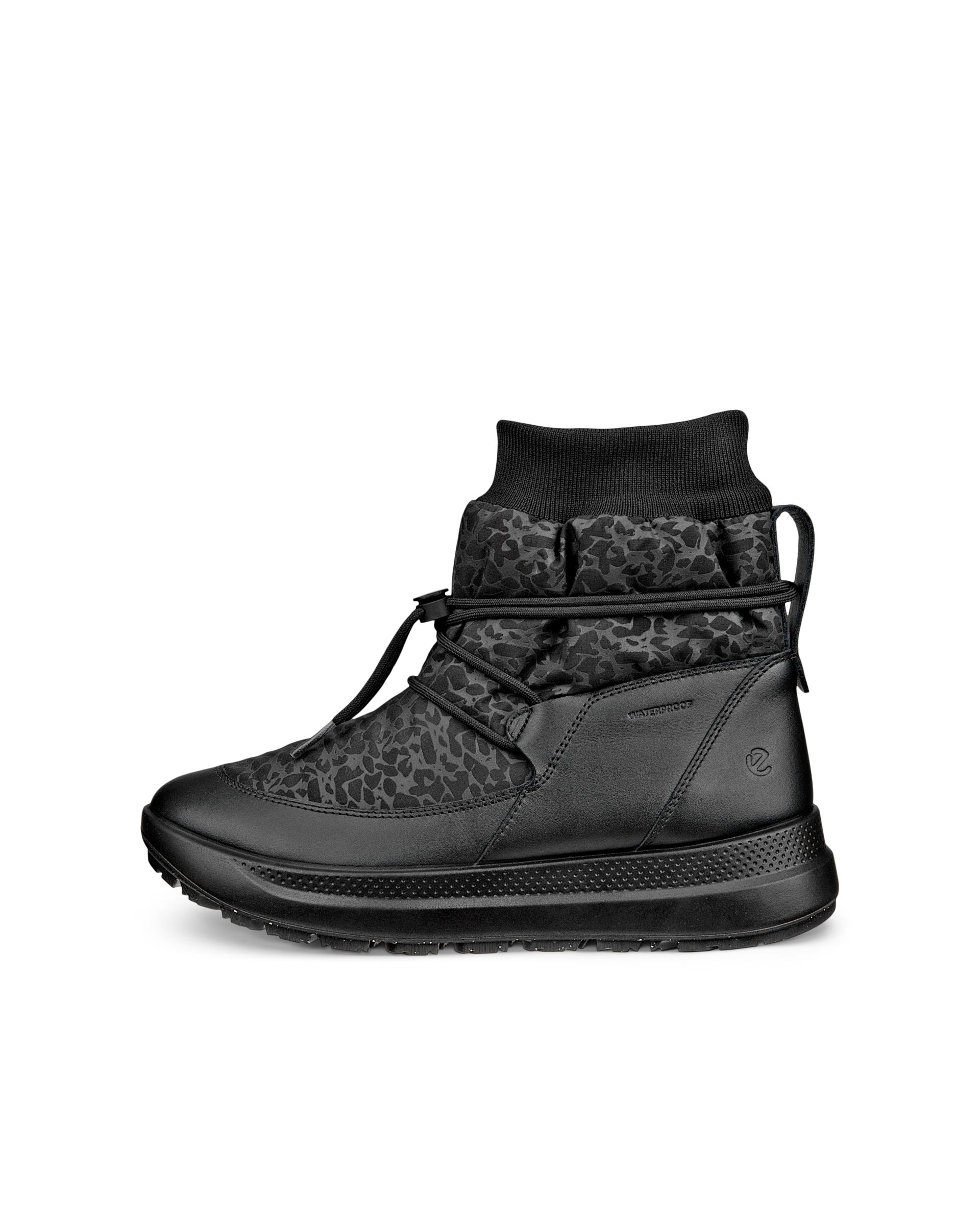 Damskie tekstylne wysokie buty ECCO® SOLICE - Czarny - Outside