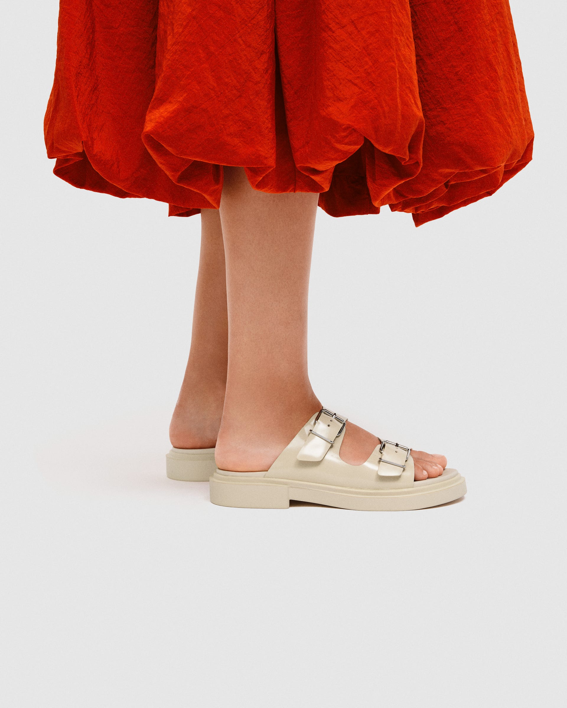 Women's ECCO® Metropole Seoul Patent Leather Two Strap Sandal - Beige - Lifestyle image-1