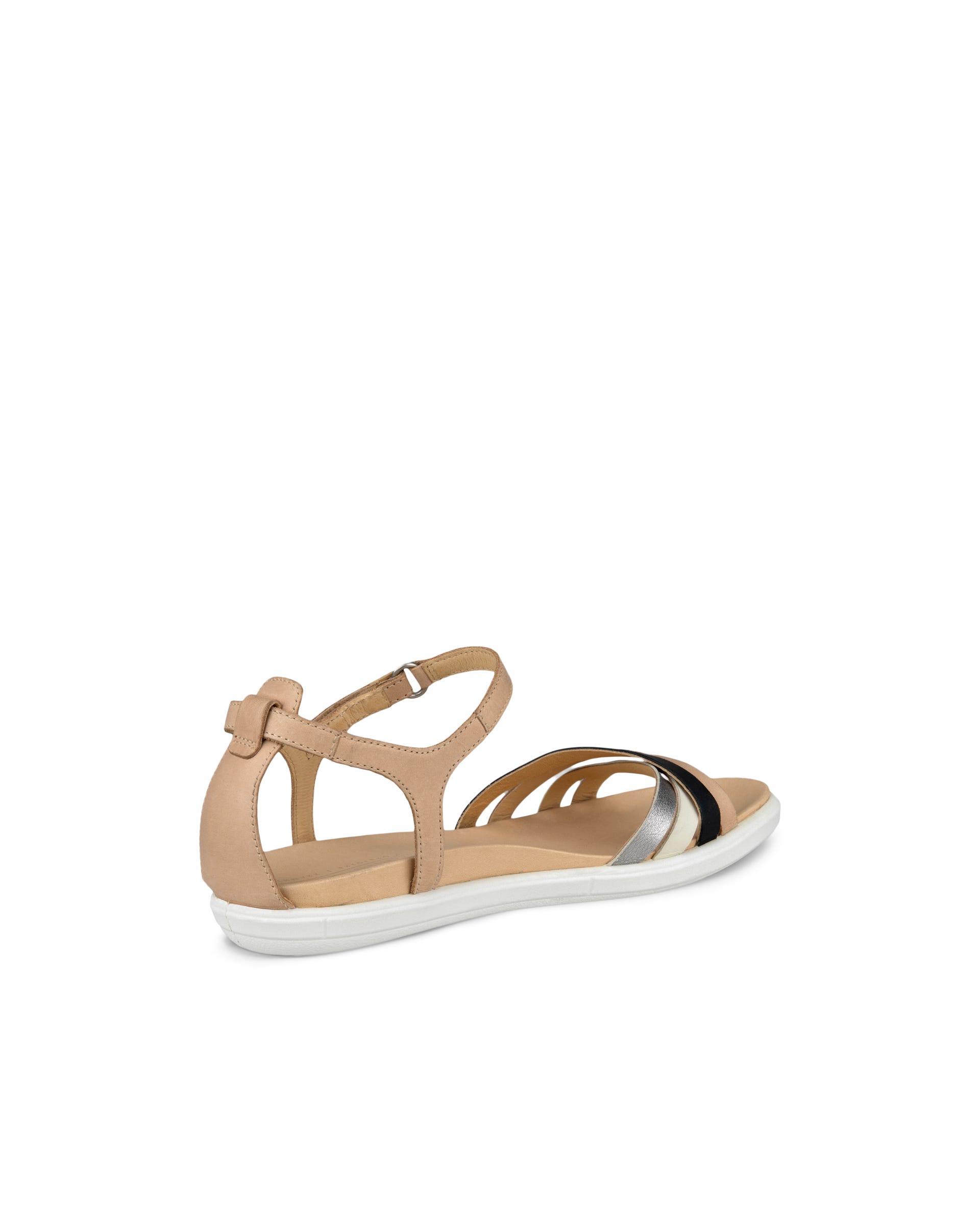 Women's ECCO® Simpil Leather Flat Sandal - Brown - Back