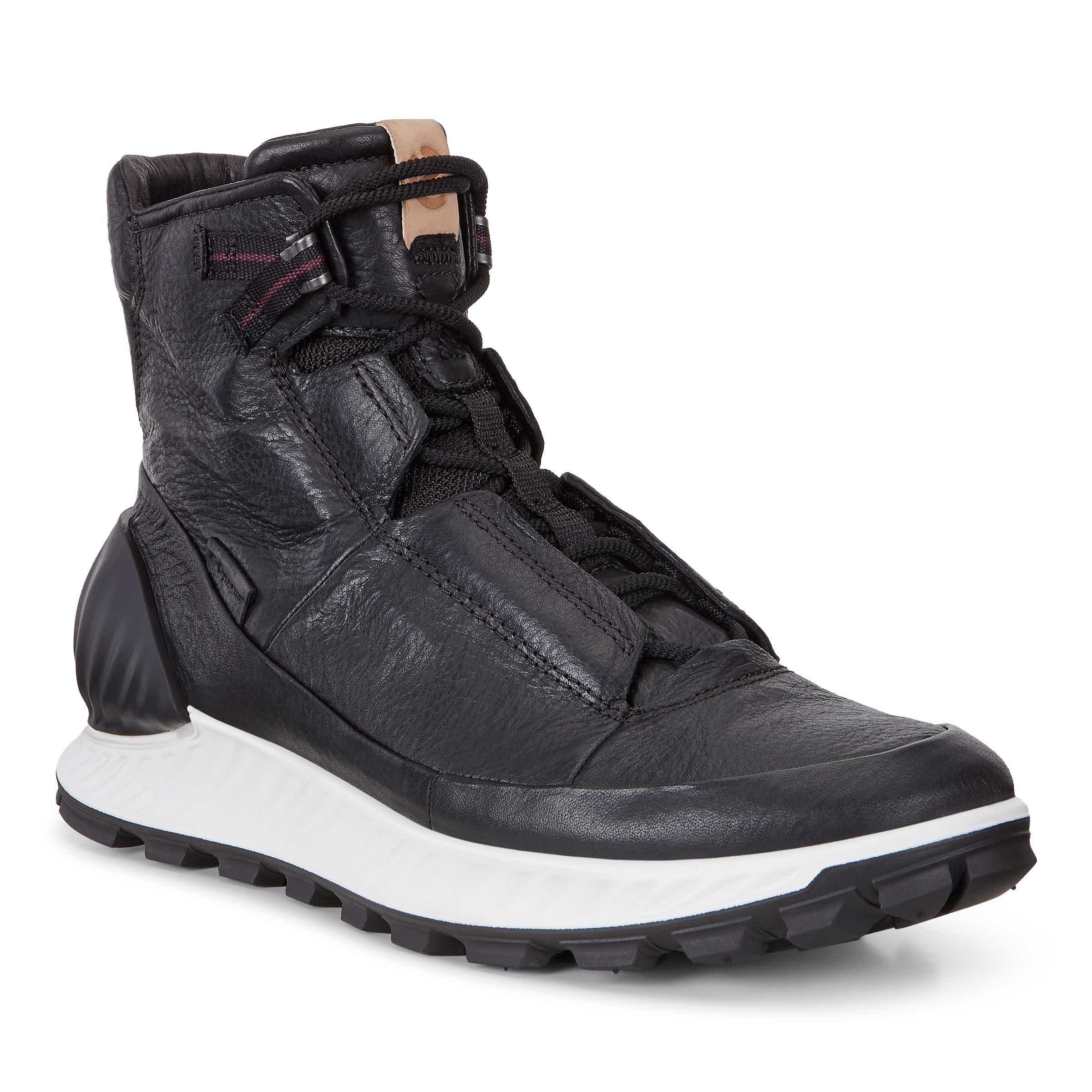 Men's ECCO® Exostrike Leather Mid-Cut Outdoor Boot - Black - Main