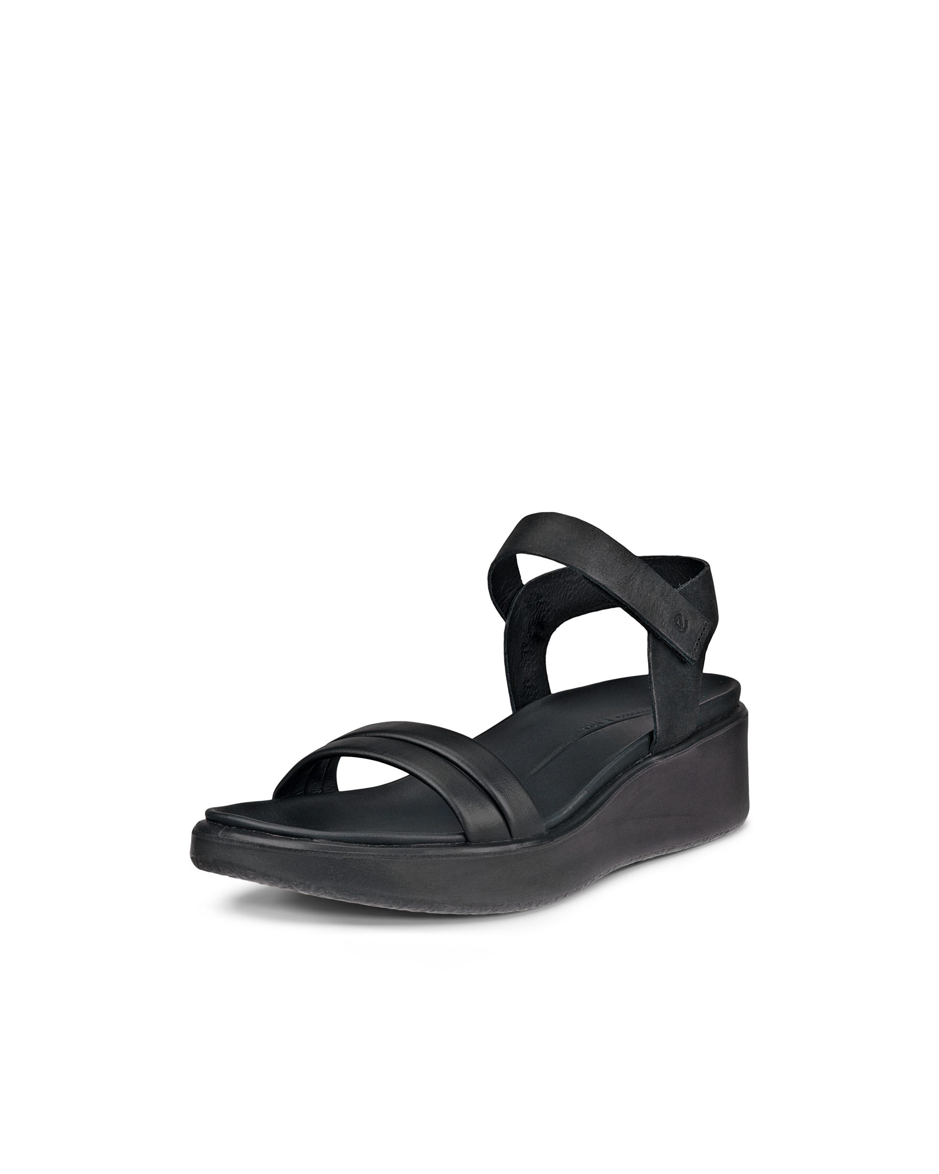 Women's ECCO® Flowt Wedge LX Leather Sandal - Black - Main