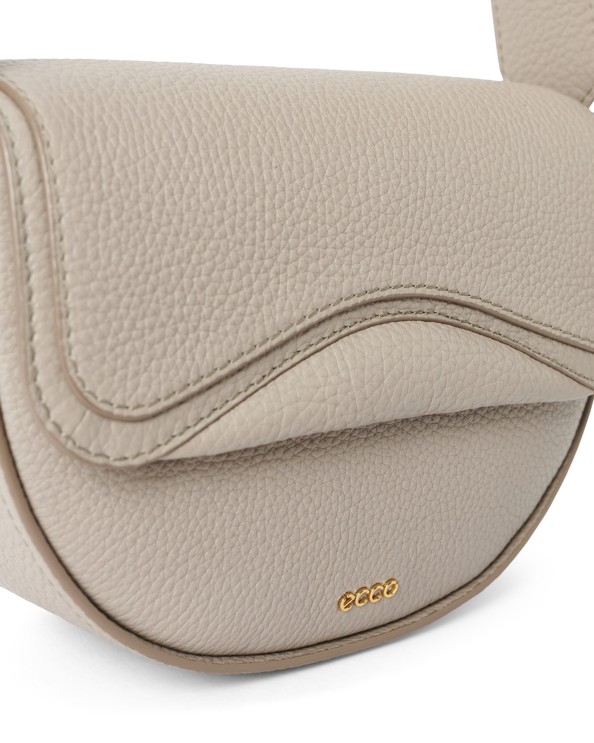 ECCO® Saddle Bag Leather Crossbody Bag - Beige - Detail-1