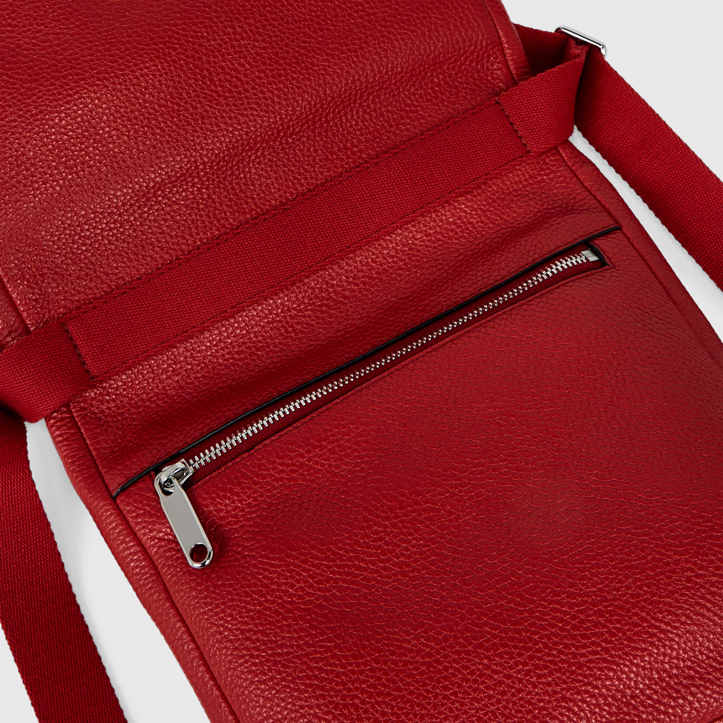 ECCO® Textureblock Leather Crossbody Bag - Red - Detail-1