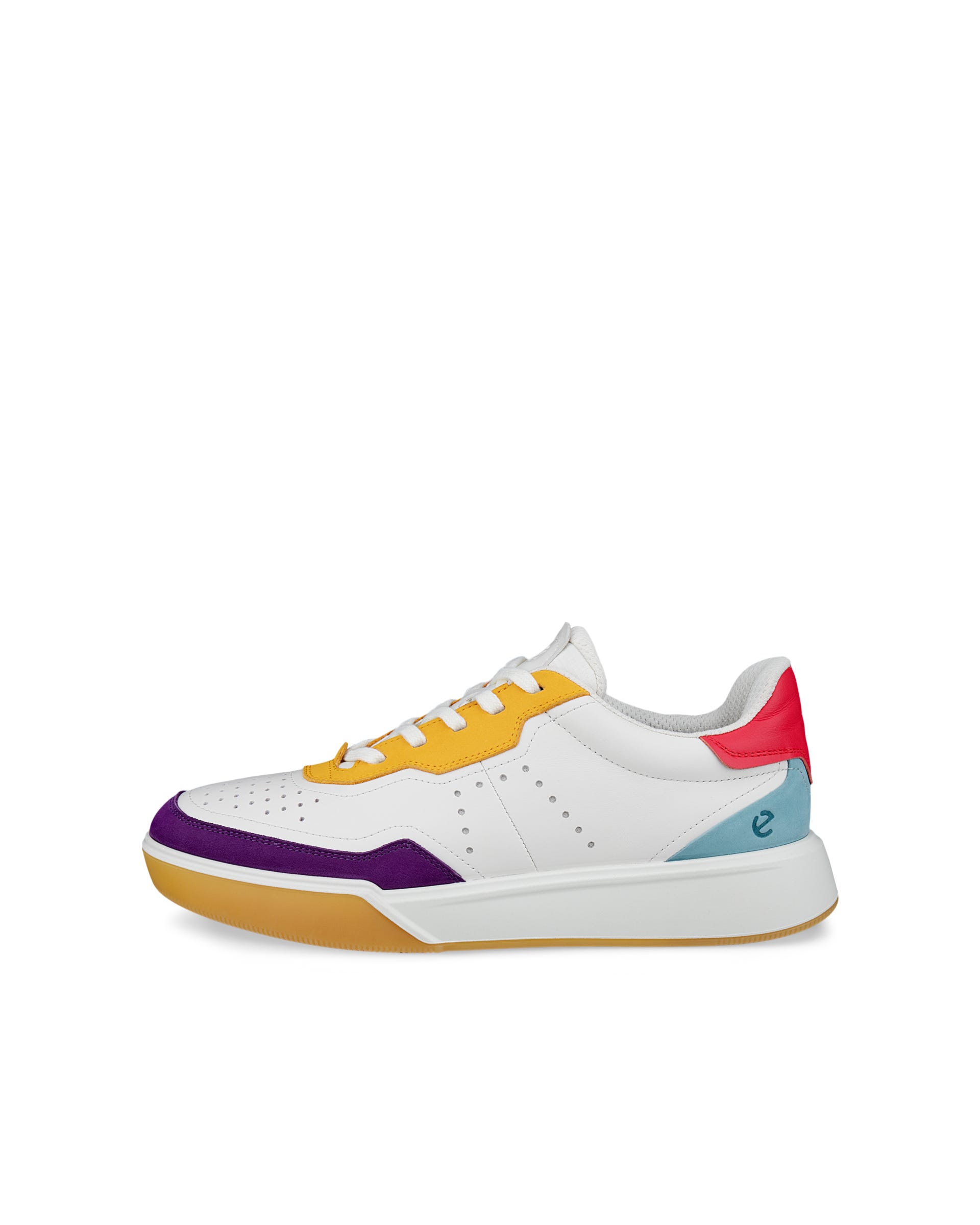 Women's ECCO® Street Court Leather Sneaker - Multicolour - Outside