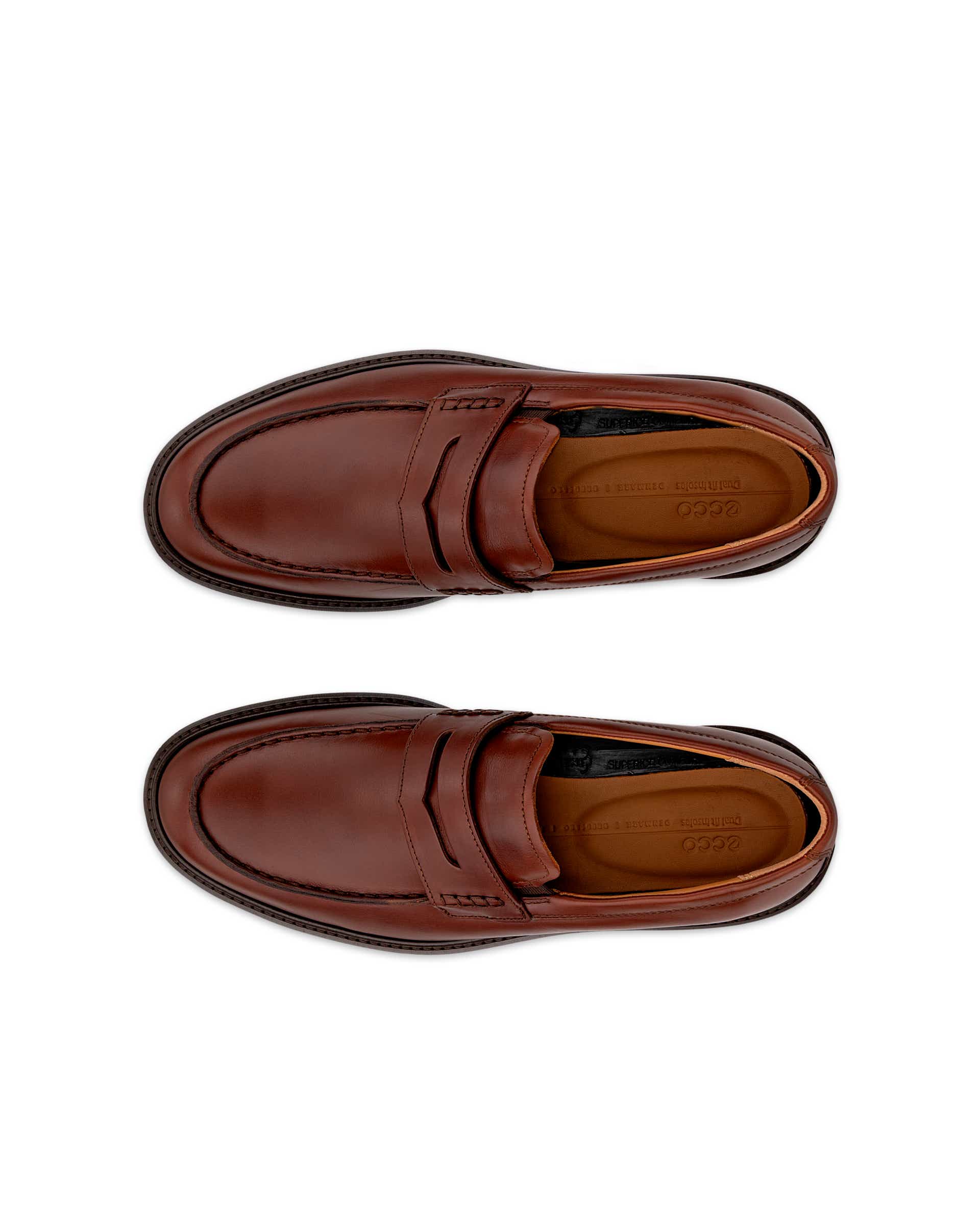 Men's ECCO® Metropole London Leather Moc-Toe Shoe - Brown - Top left pair
