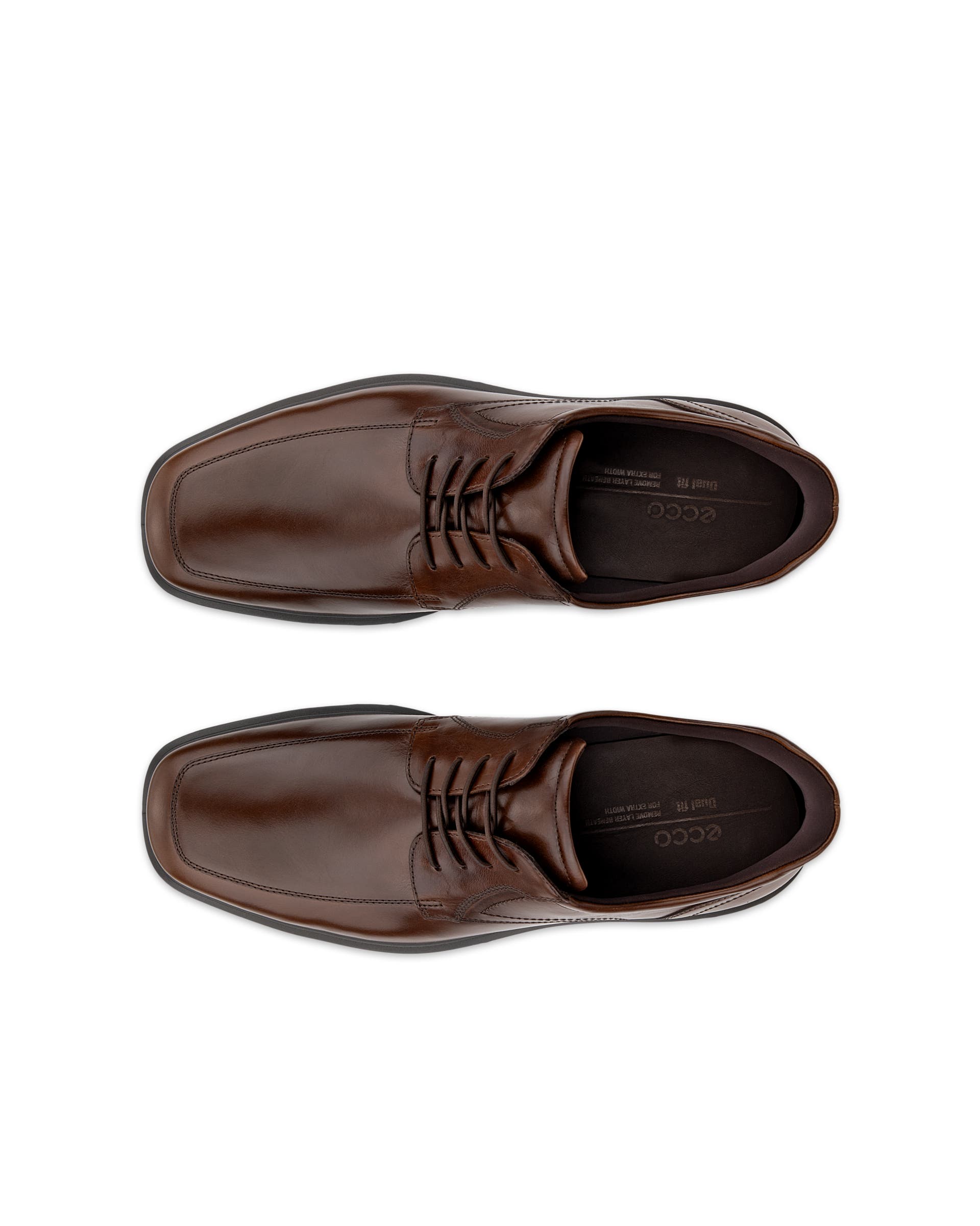 Men's ECCO® Helsinki 2 Leather Slip-In Derby Shoe - Brown - Top left pair