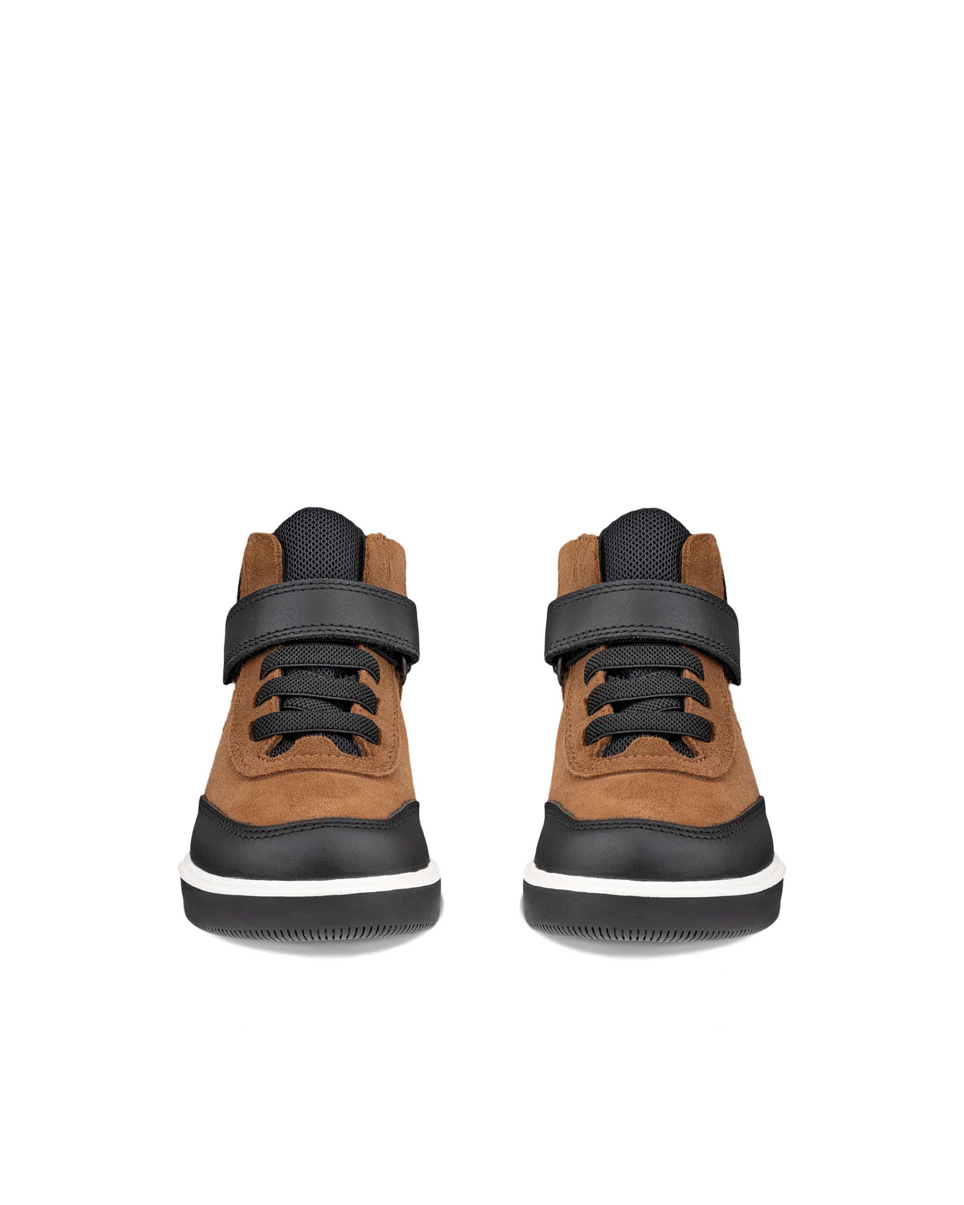 Detské kožené tenisky suchý zips ECCO® STREET COURT K - Hnedá - Front pair