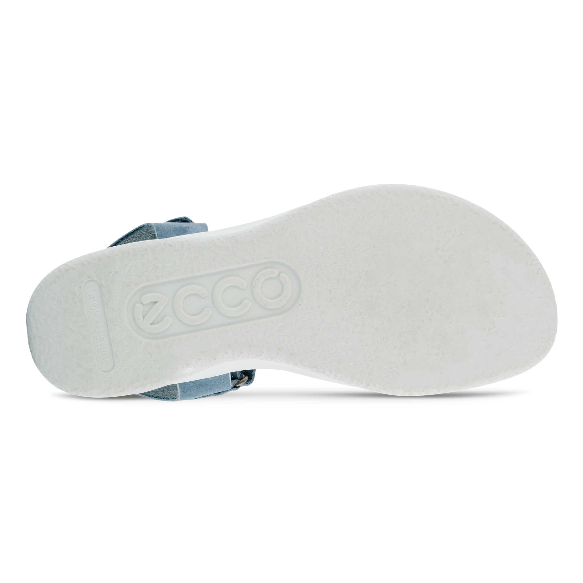 Women's ECCO® Flowt Wedge Leather Cork Heeled Sandal - Blue - Sole