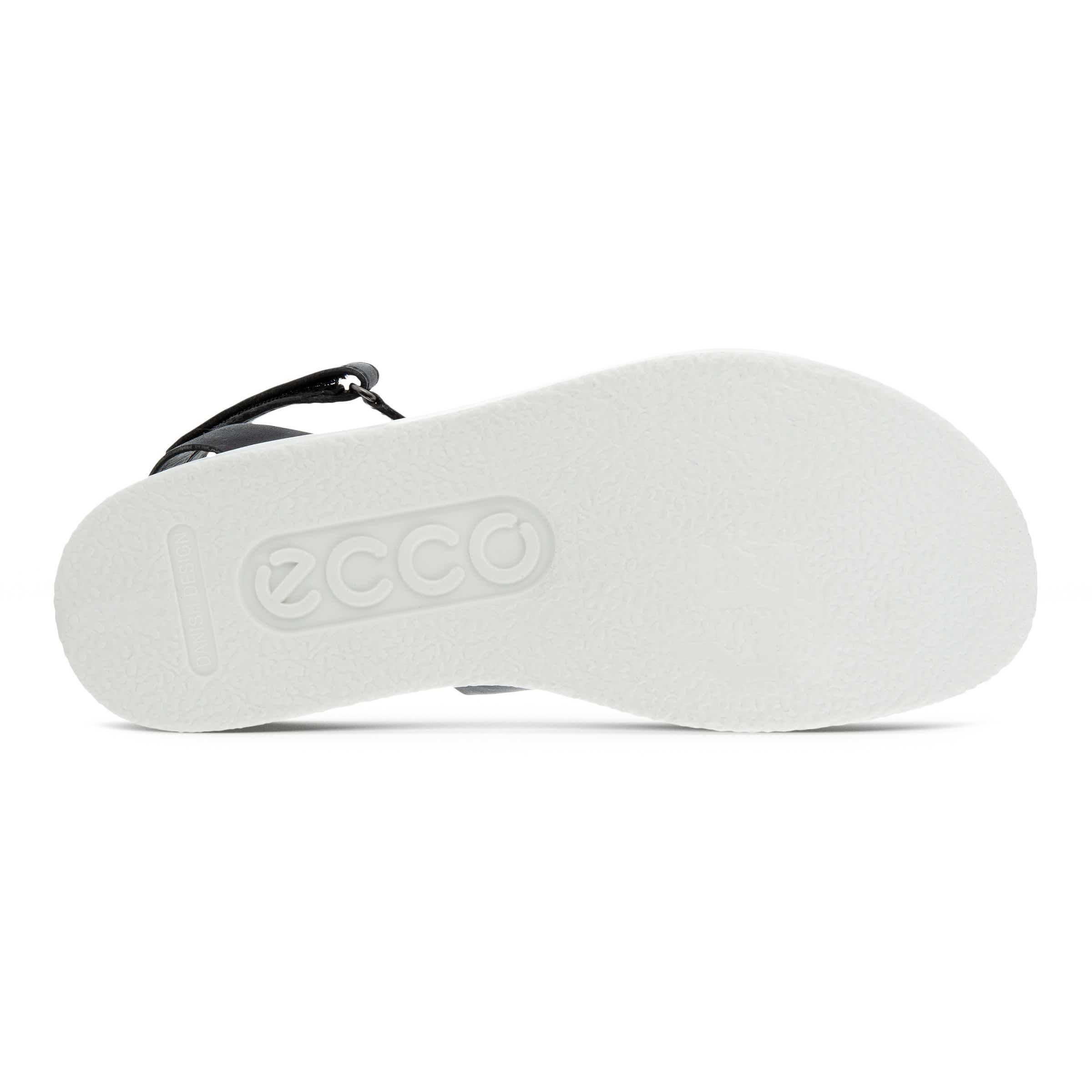 Women's ECCO® Flowt Leather Flat Sandal - Black - Sole