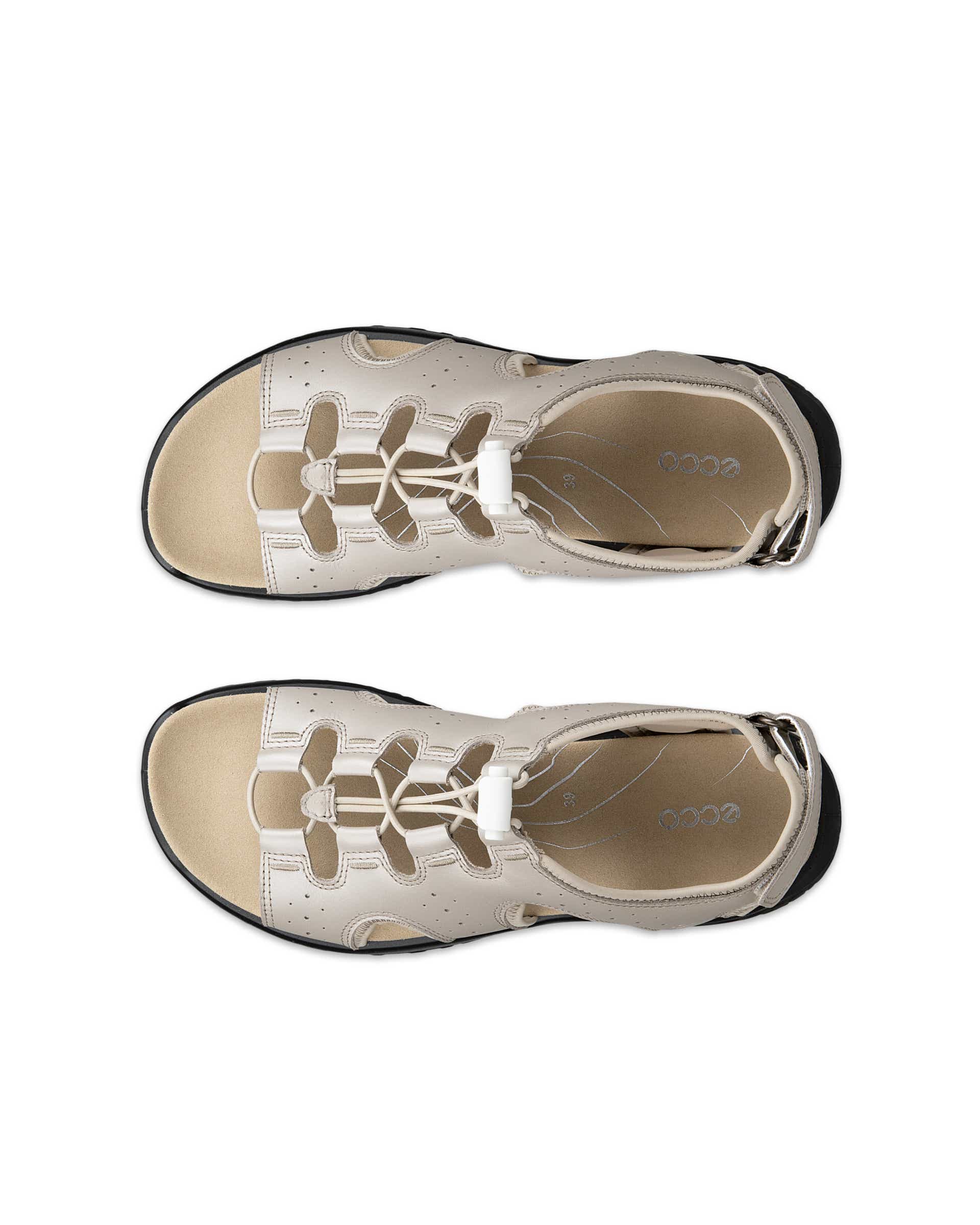 Women's ECCO® Offroad Roam Leather Fisherman Sandal - Gold - Top left pair