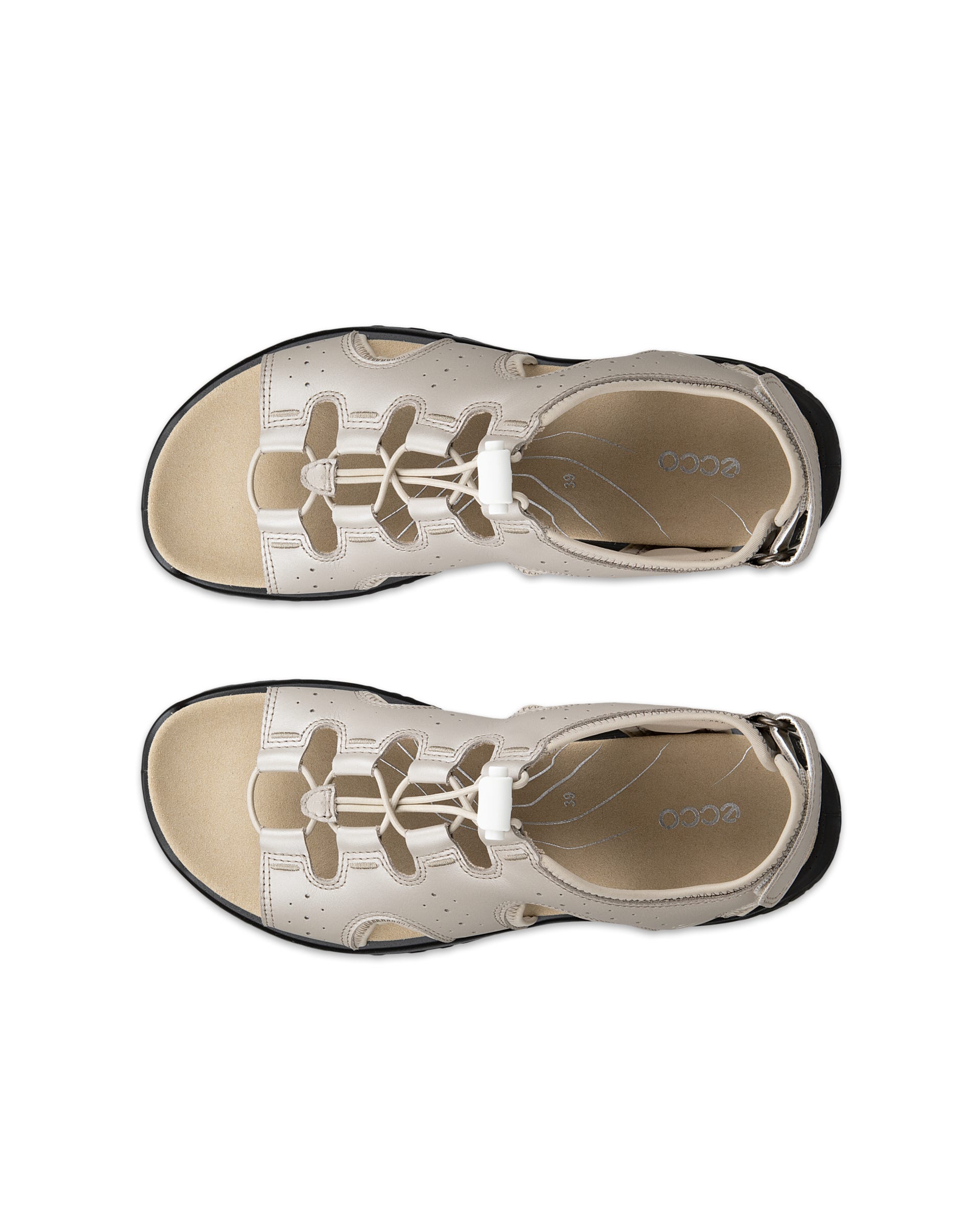 Women's ECCO® Offroad Roam Leather Fisherman Sandal - Gold - Top left pair