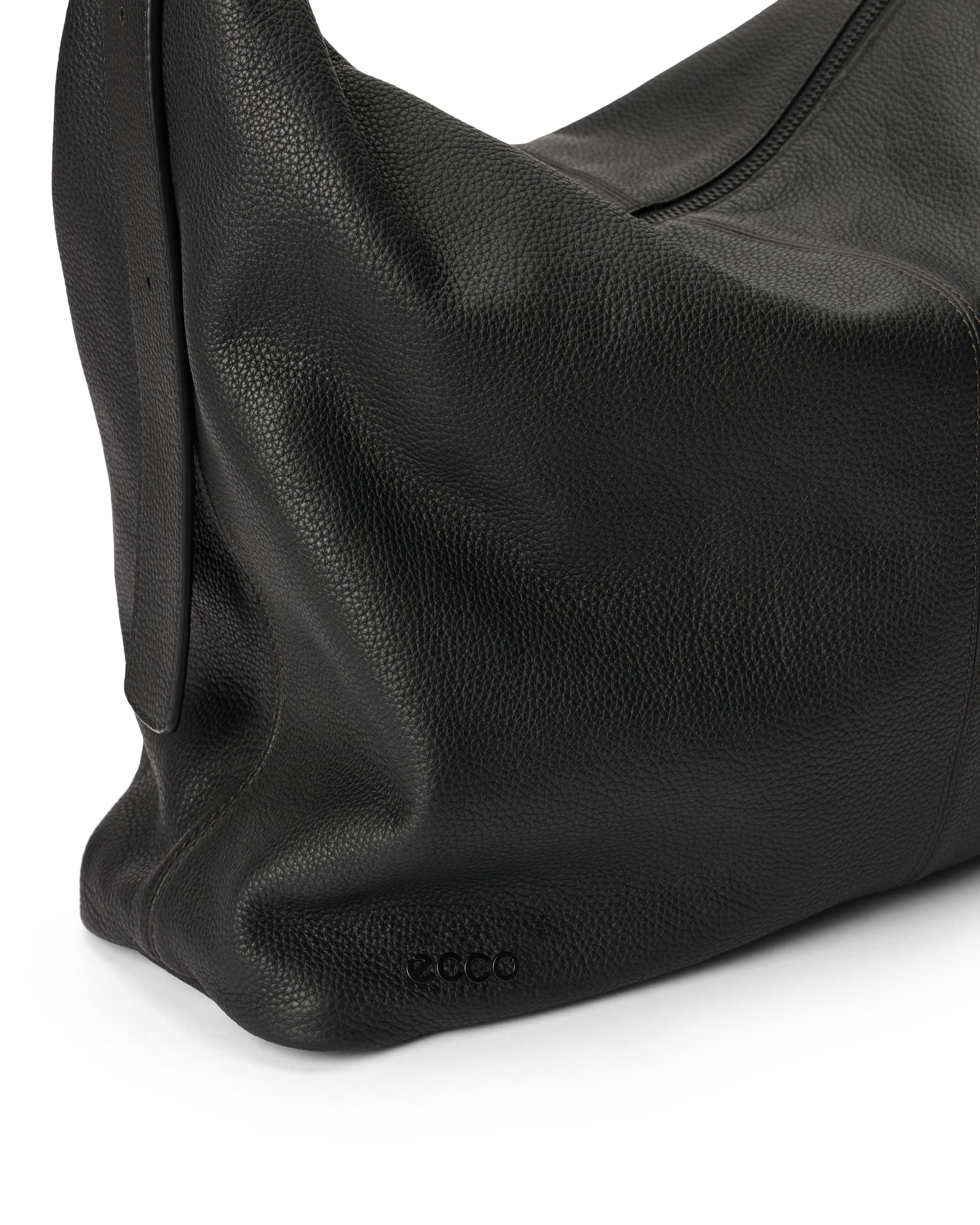 Kožená voľná kabelka ECCO® Hobo - Čierna - Detail-1