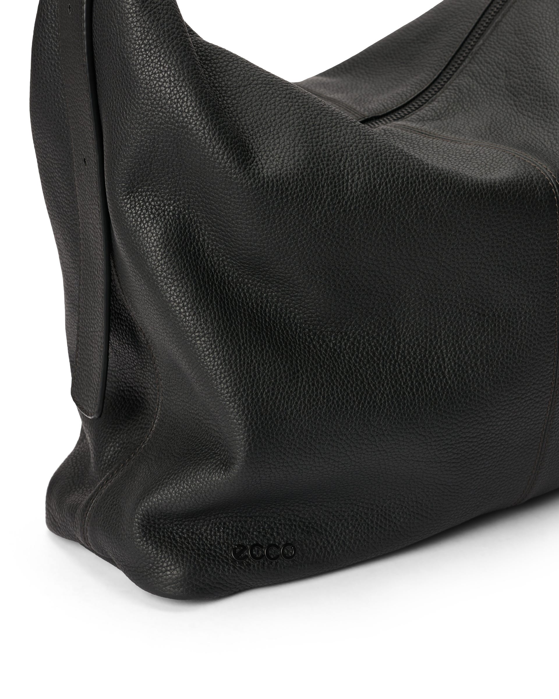 Kožená voľná kabelka ECCO® Hobo - Čierna - Detail-1
