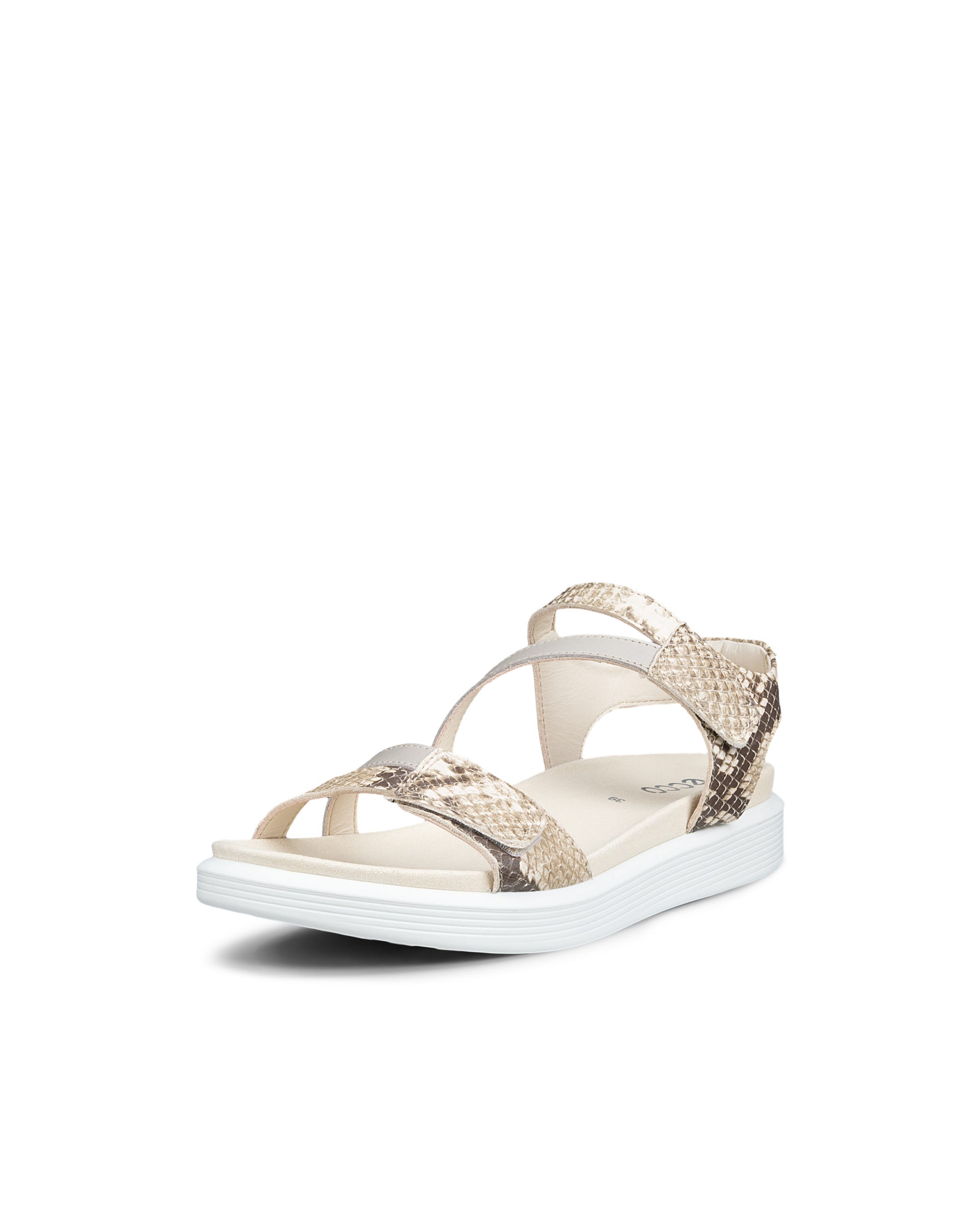 Women's ECCO® Soft Sandal Leather Two Strap Sandal - Gold - Main