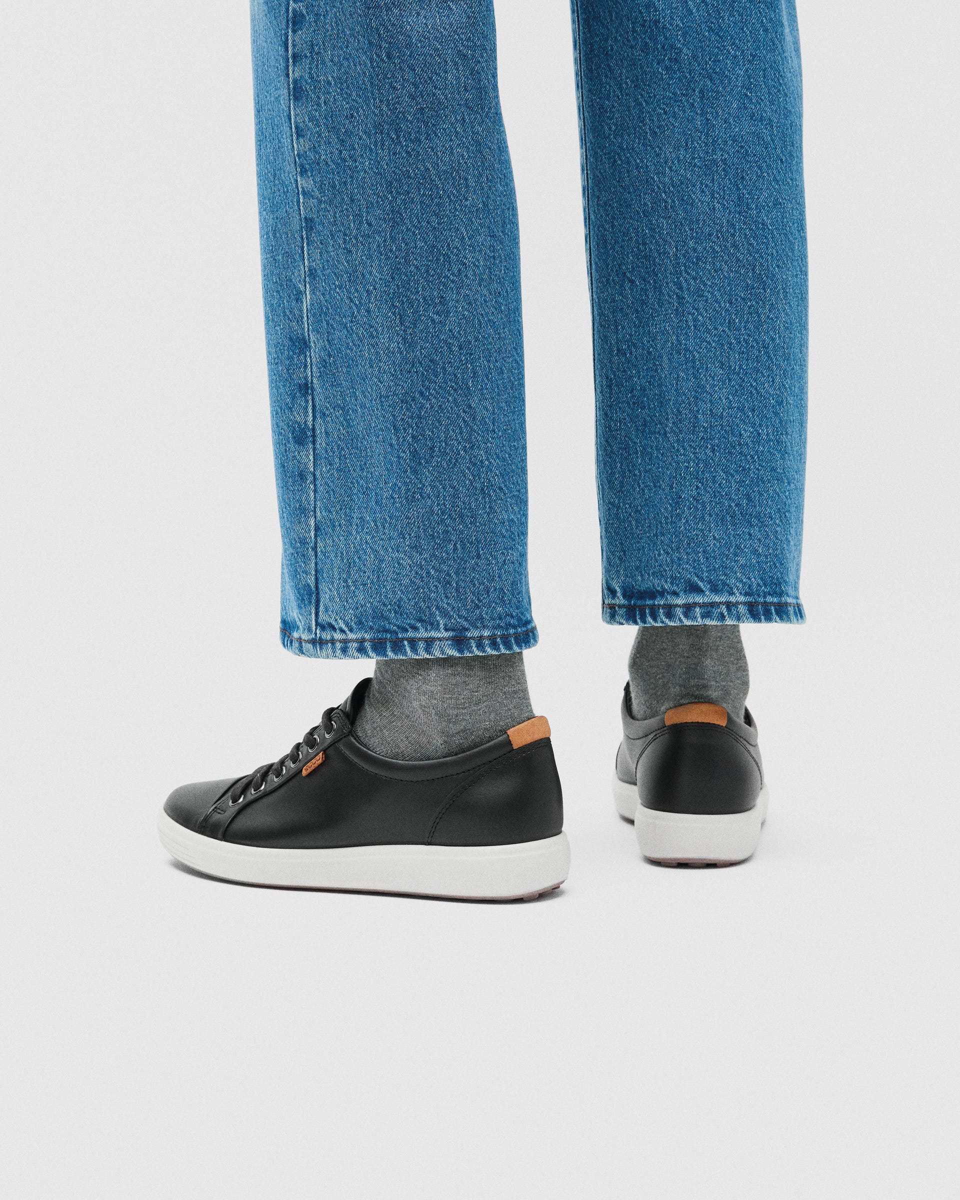 Men's ECCO® Soft 7 Leather Trainer - Black - Lifestyle image-1