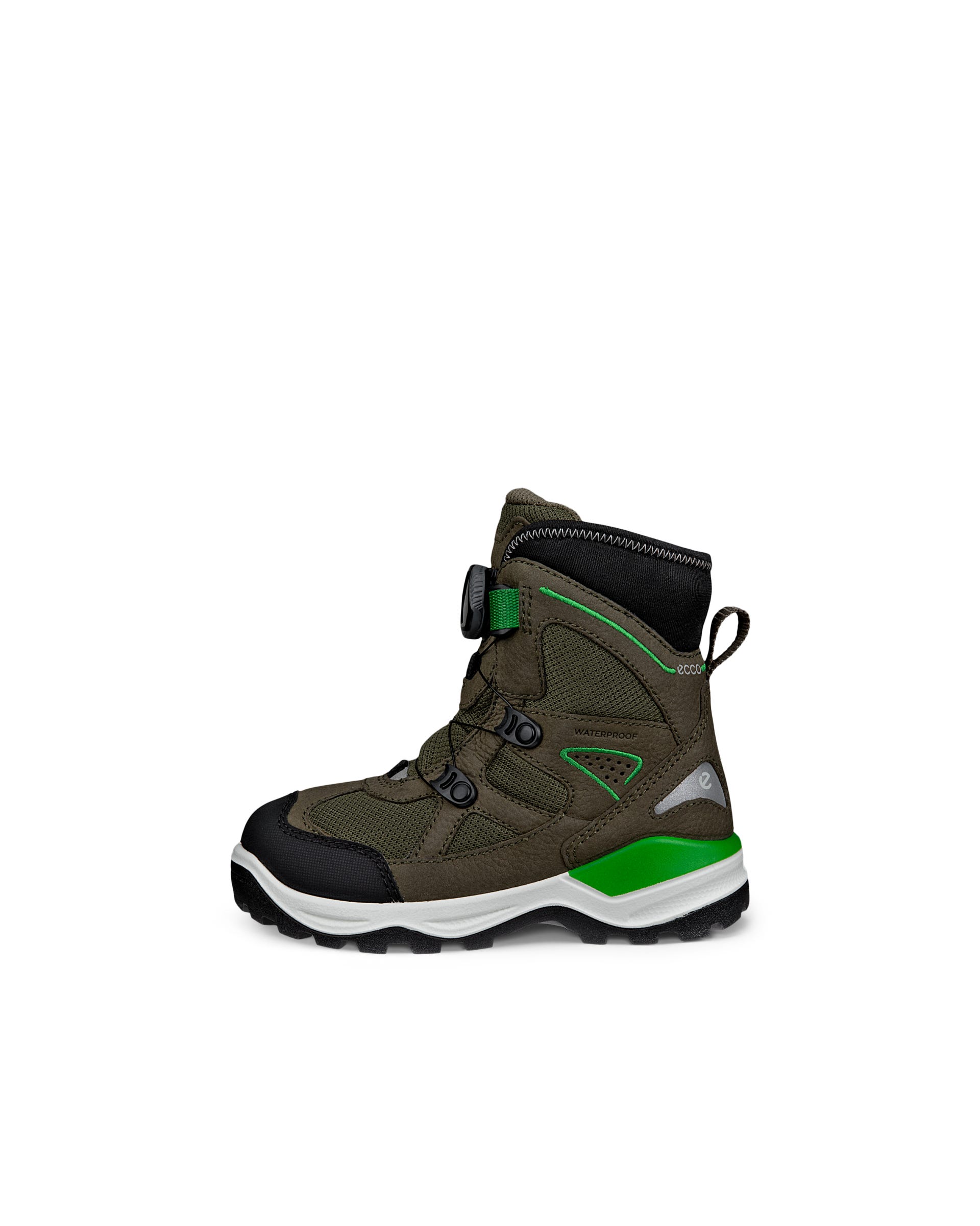 Dziecięce wodoodporne nubukowe buty zimowe ECCO® SNOW MOUNTAIN - Zielony - Outside