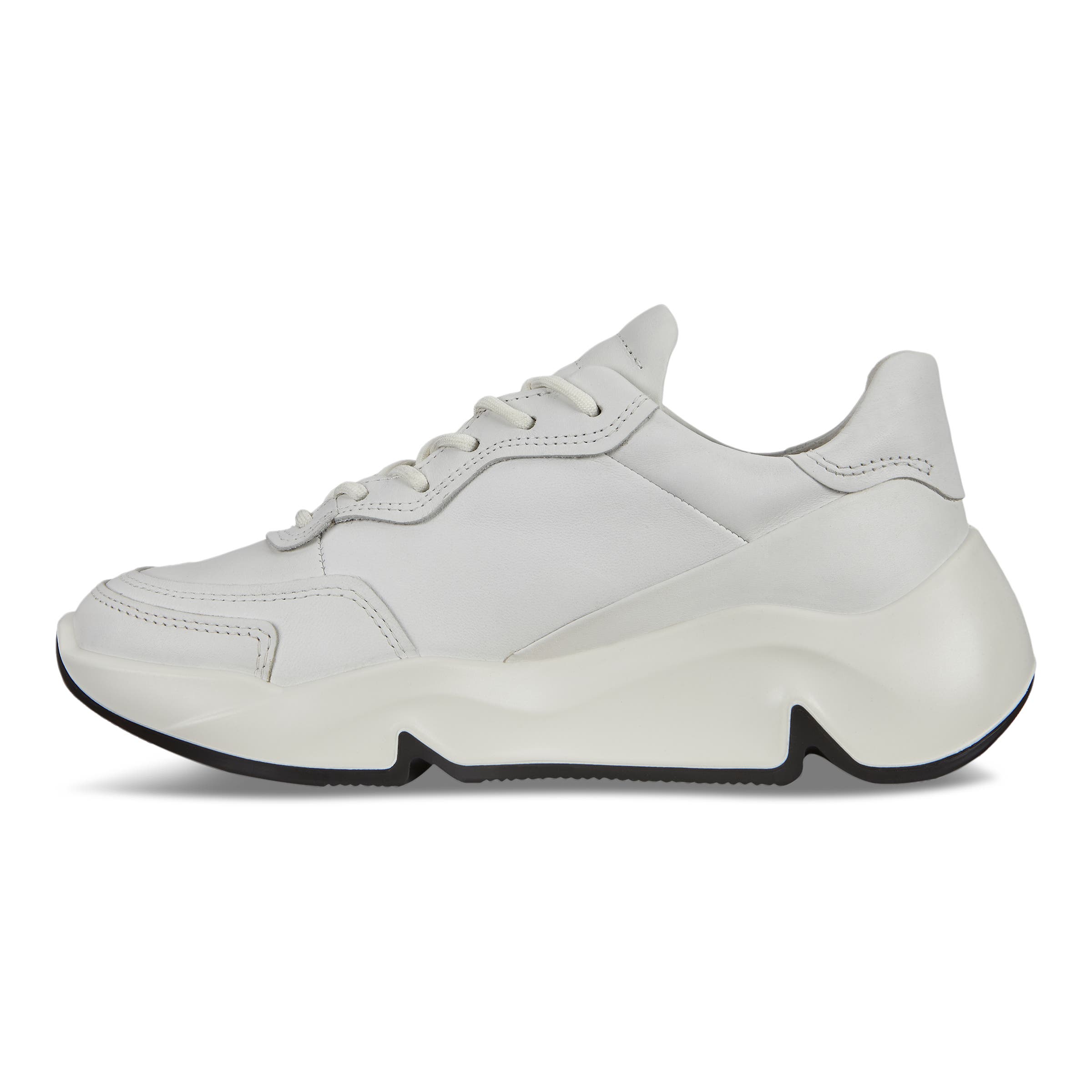Women's ECCO® Chunky Sneaker Leather Platform Sneaker - White - Inside