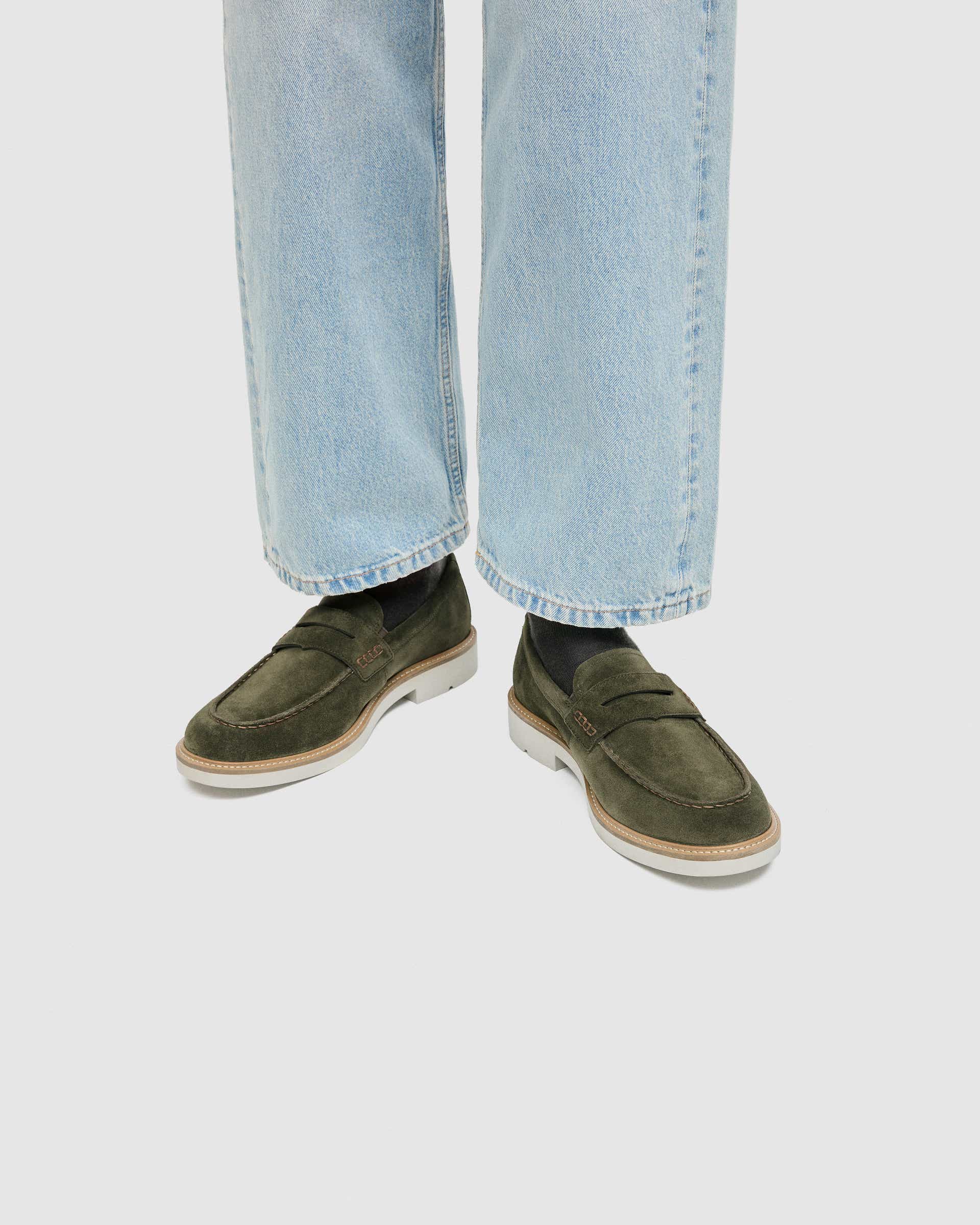 ECCO Metropole London メンズ スエードモックトゥシューズ - グリーン - Lifestyle image-1