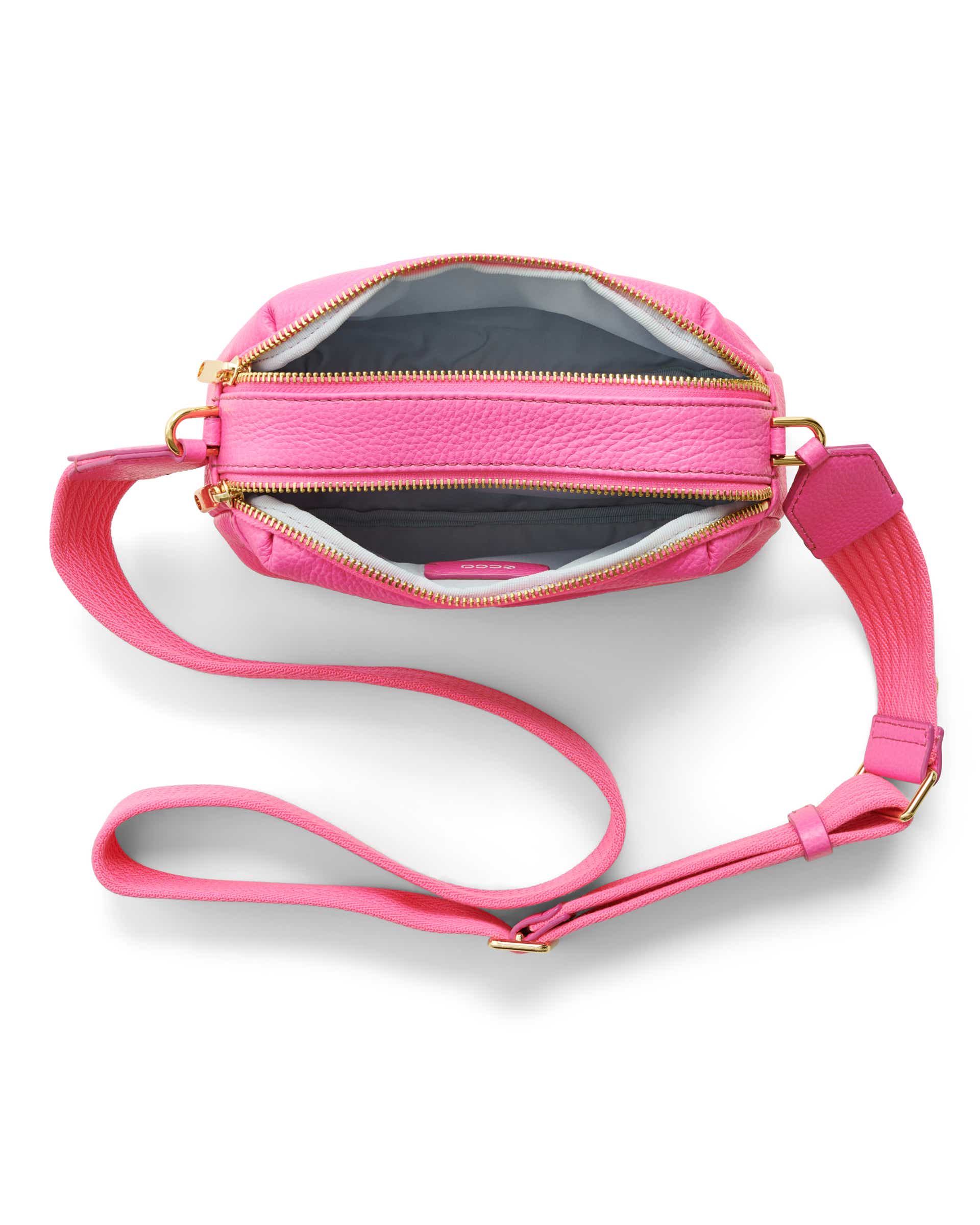 ECCO® Camera Leather Curve Crossbody Bag - Pink - Birdeye