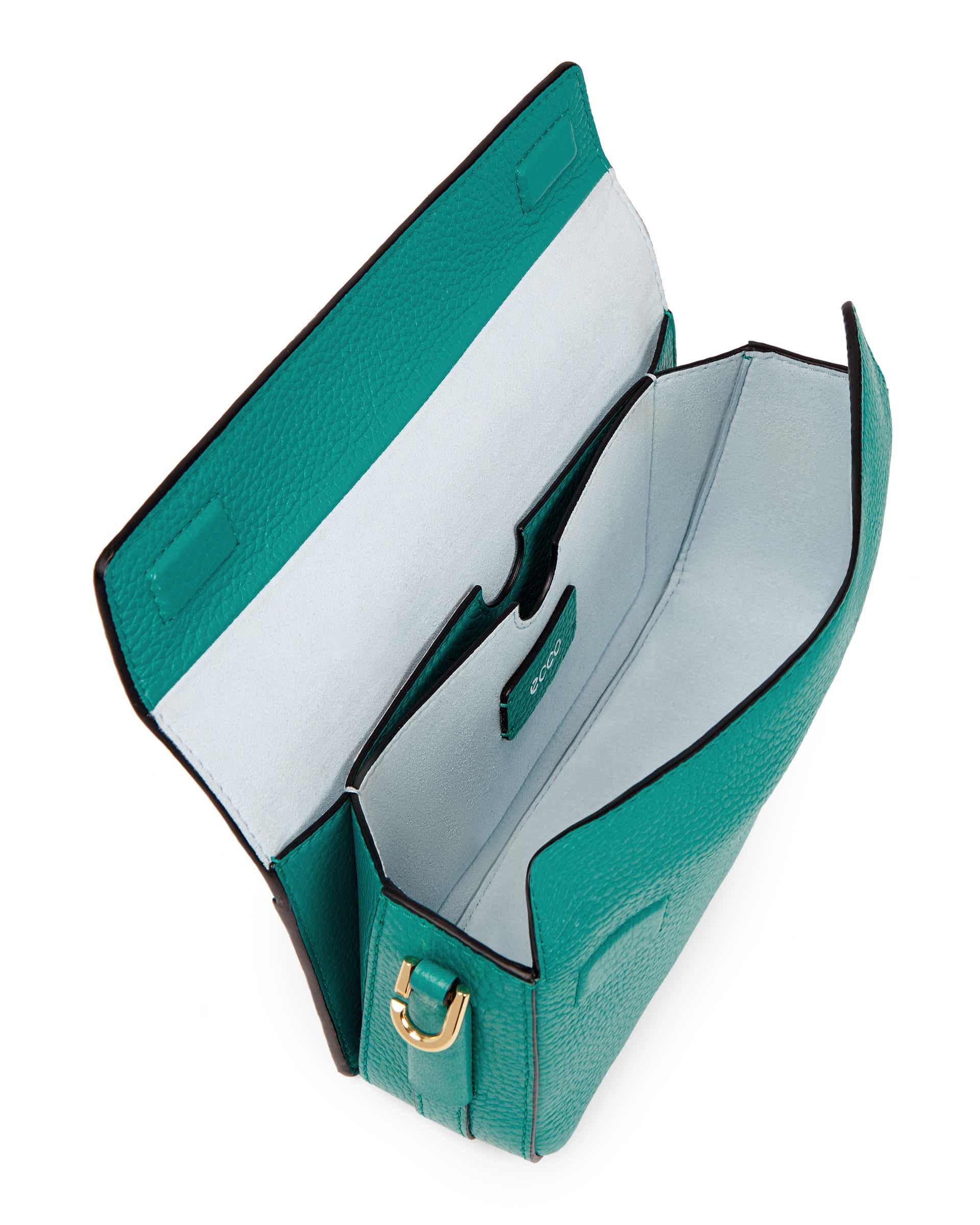 ECCO® Pinch Pop Pebbled Leather Pinch Crossbody Bag - Green - Inside