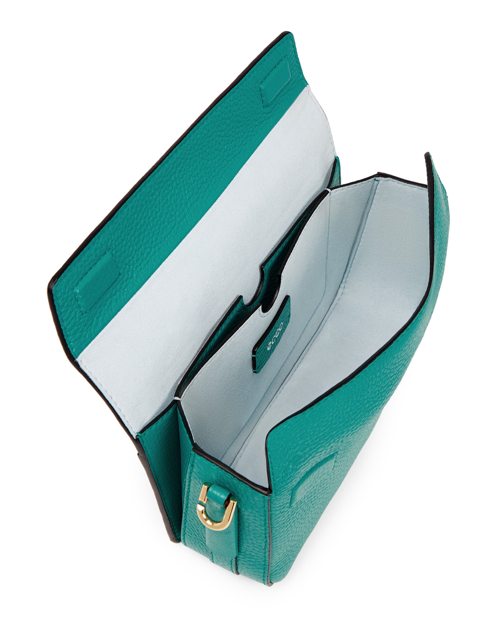 ECCO® Pinch Pop Pebbled Leather Pinch Crossbody Bag - Green - Inside