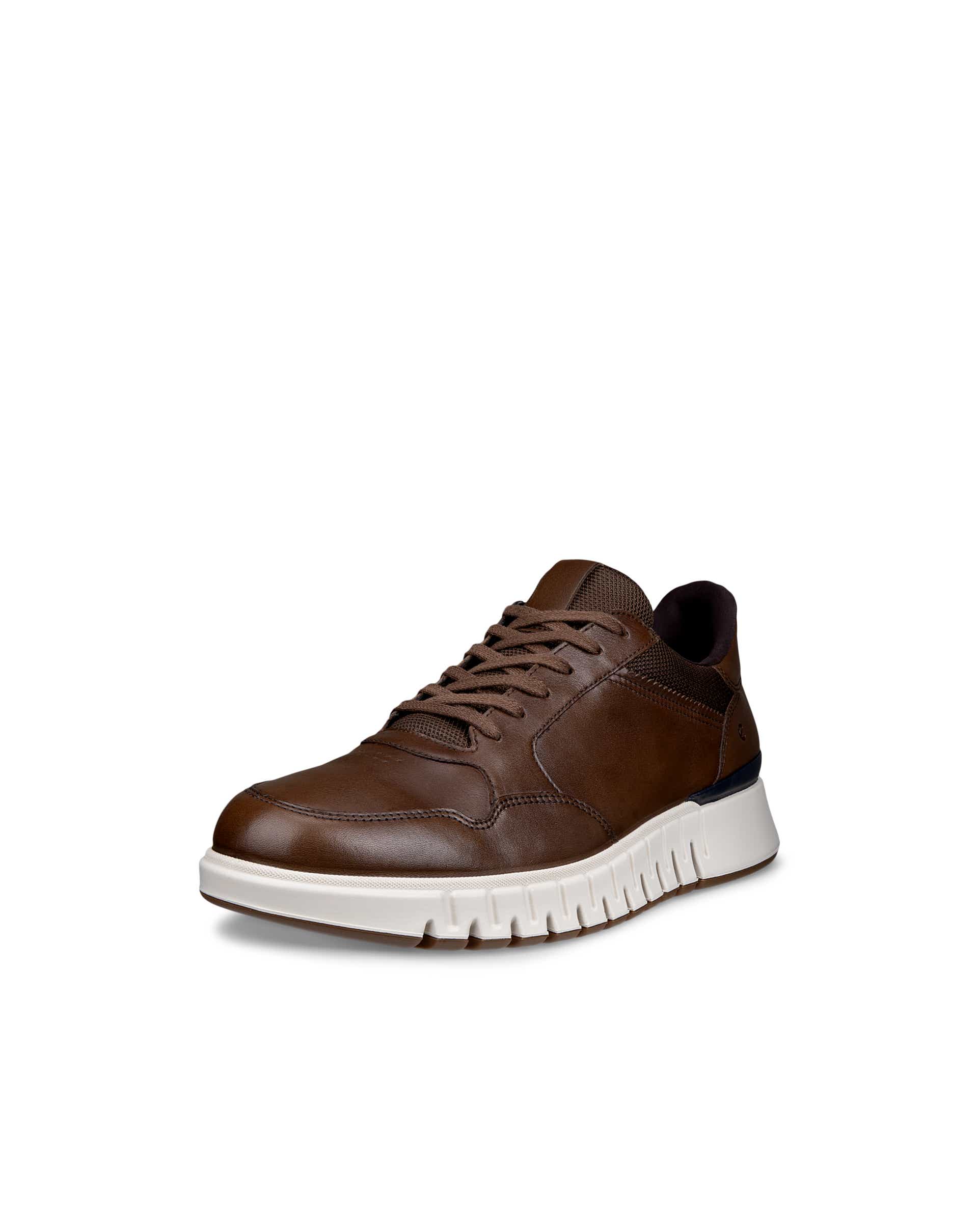 Men's ECCO® Gruuv Studio Leather Hybrid Wingtip Derby Sneaker - Brown - Main