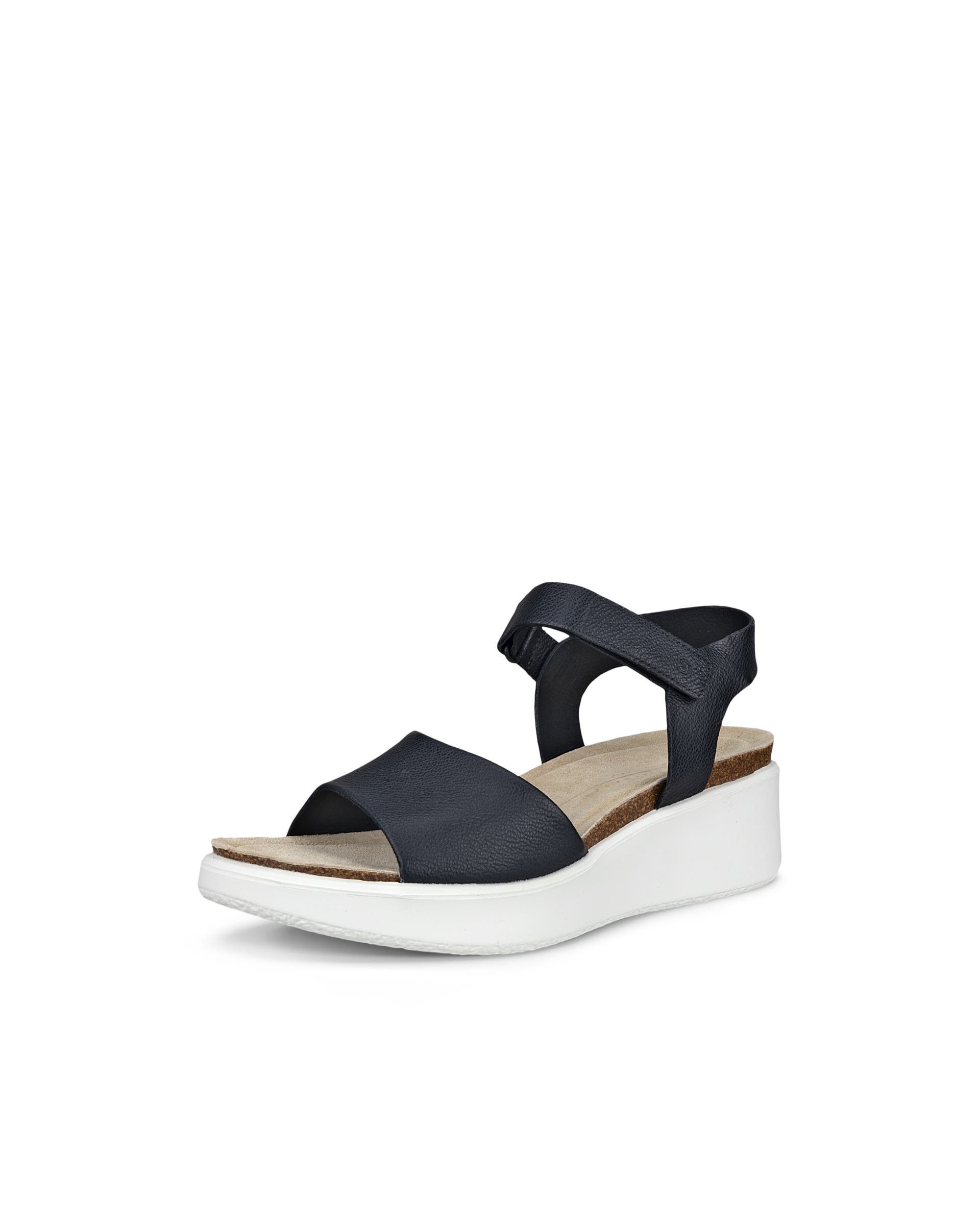 ECCO® FLOWT WEDGE CORK Damen Korksandale aus Leder mit Keilabsatz - Schwarz - Main