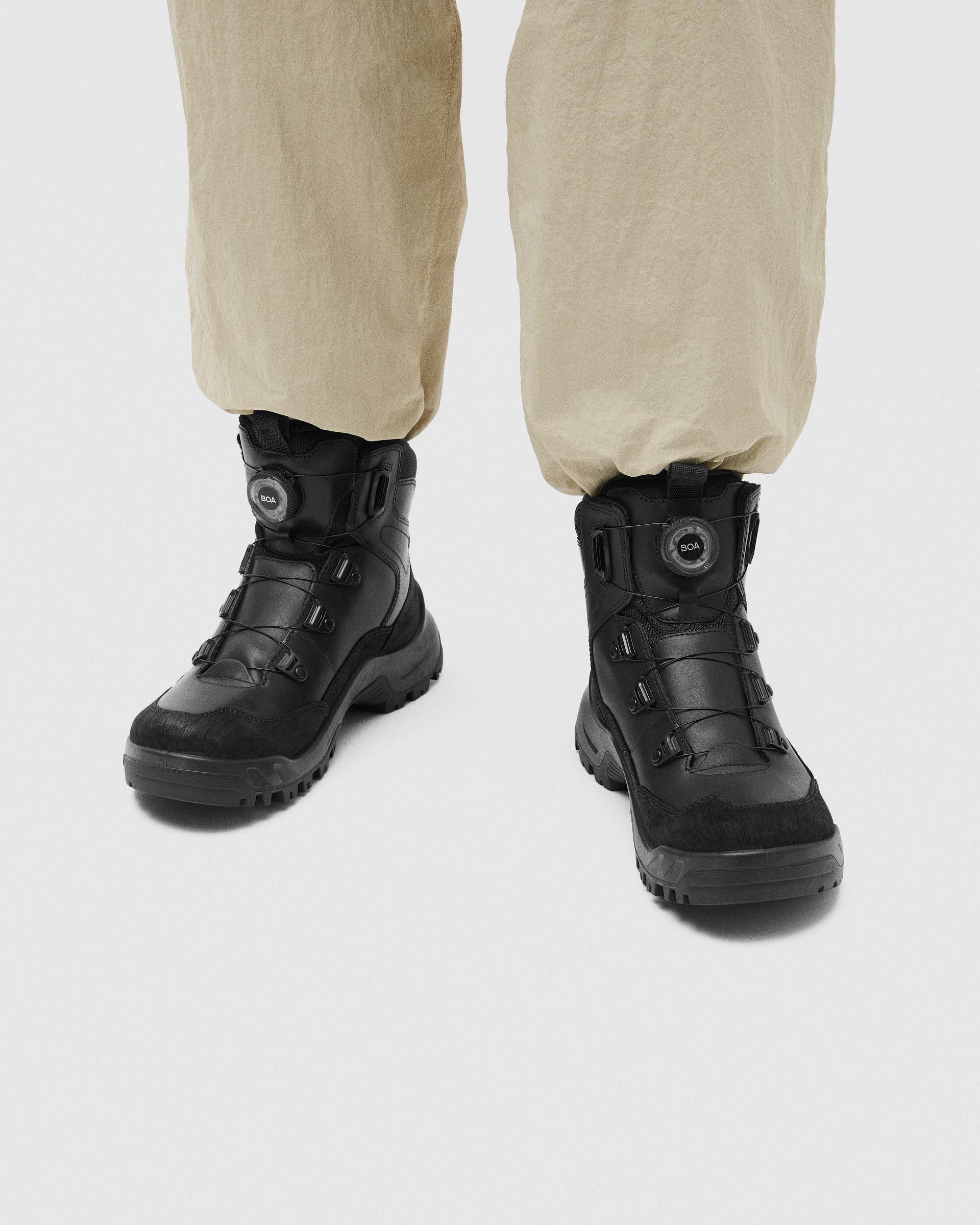Men's ECCO® OFFROAD Leather Waterproof Mid-Cut Outdoor Boot - Black - Lifestyle image-1