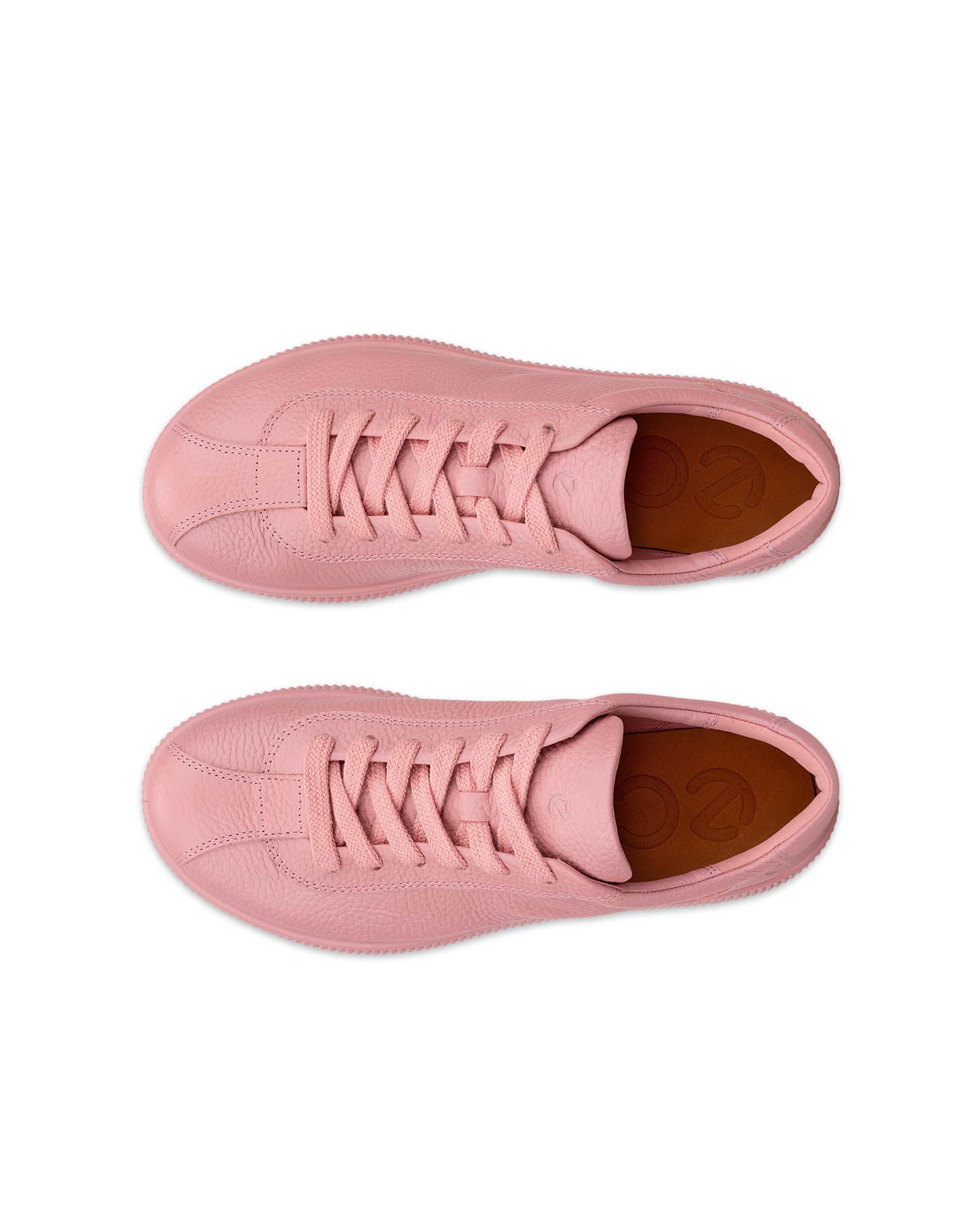 Women's ECCO® Soft Zero Leather Sneaker - Pink - Top left pair