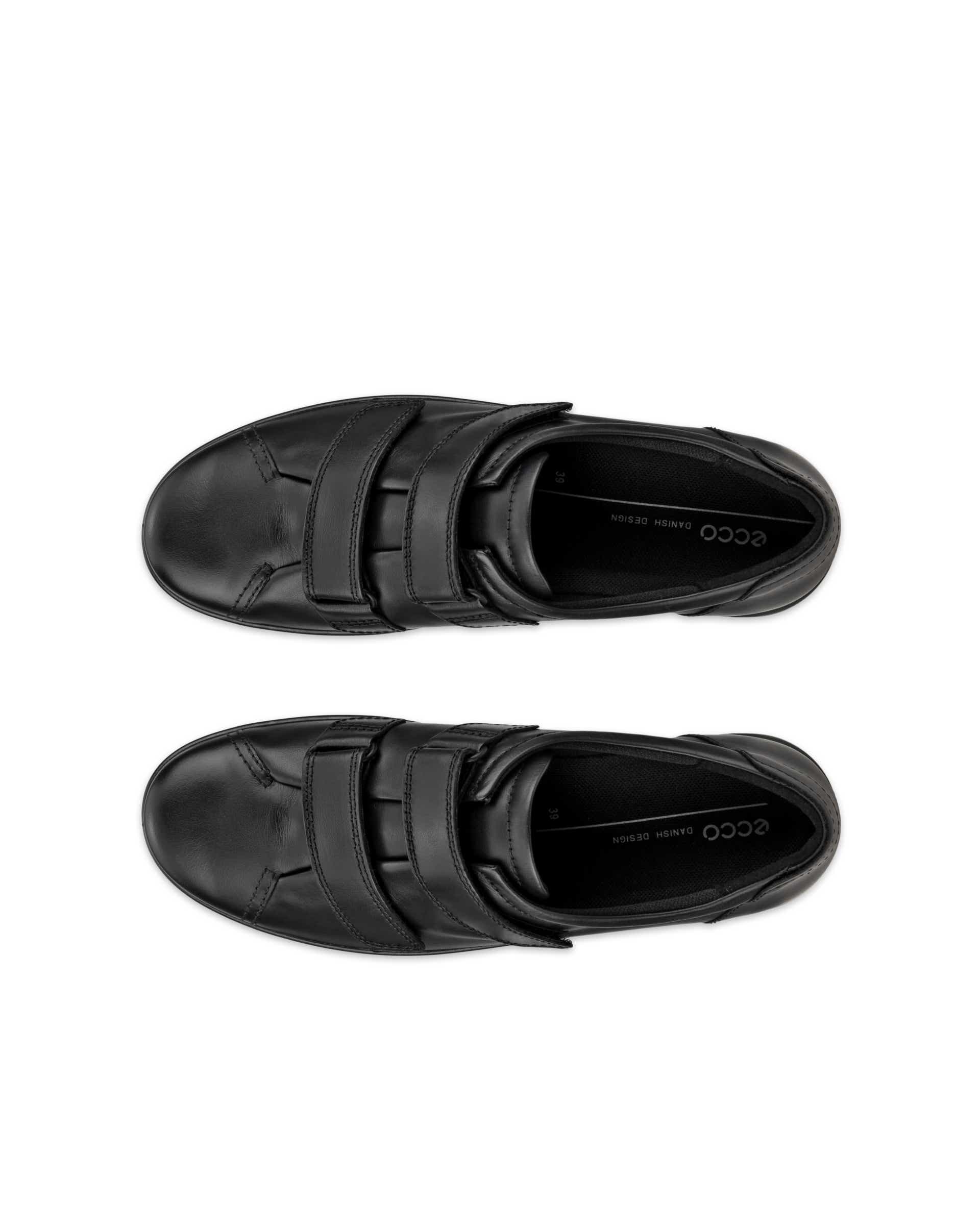 ECCO® Soft 2.0 chaussures de marche en cuir pour femme - Noir - Top left pair