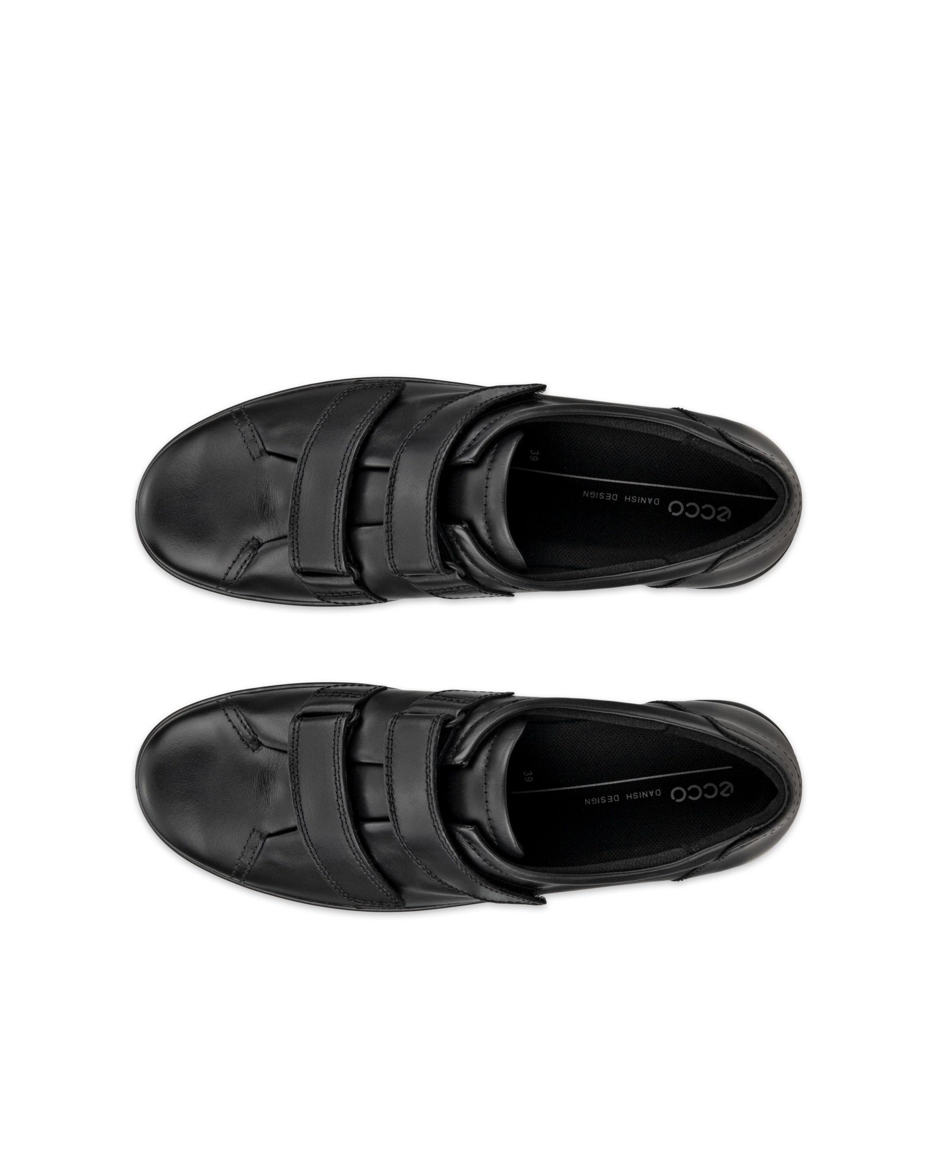 ECCO® Soft 2.0 chaussures de marche en cuir pour femme - Noir - Top left pair