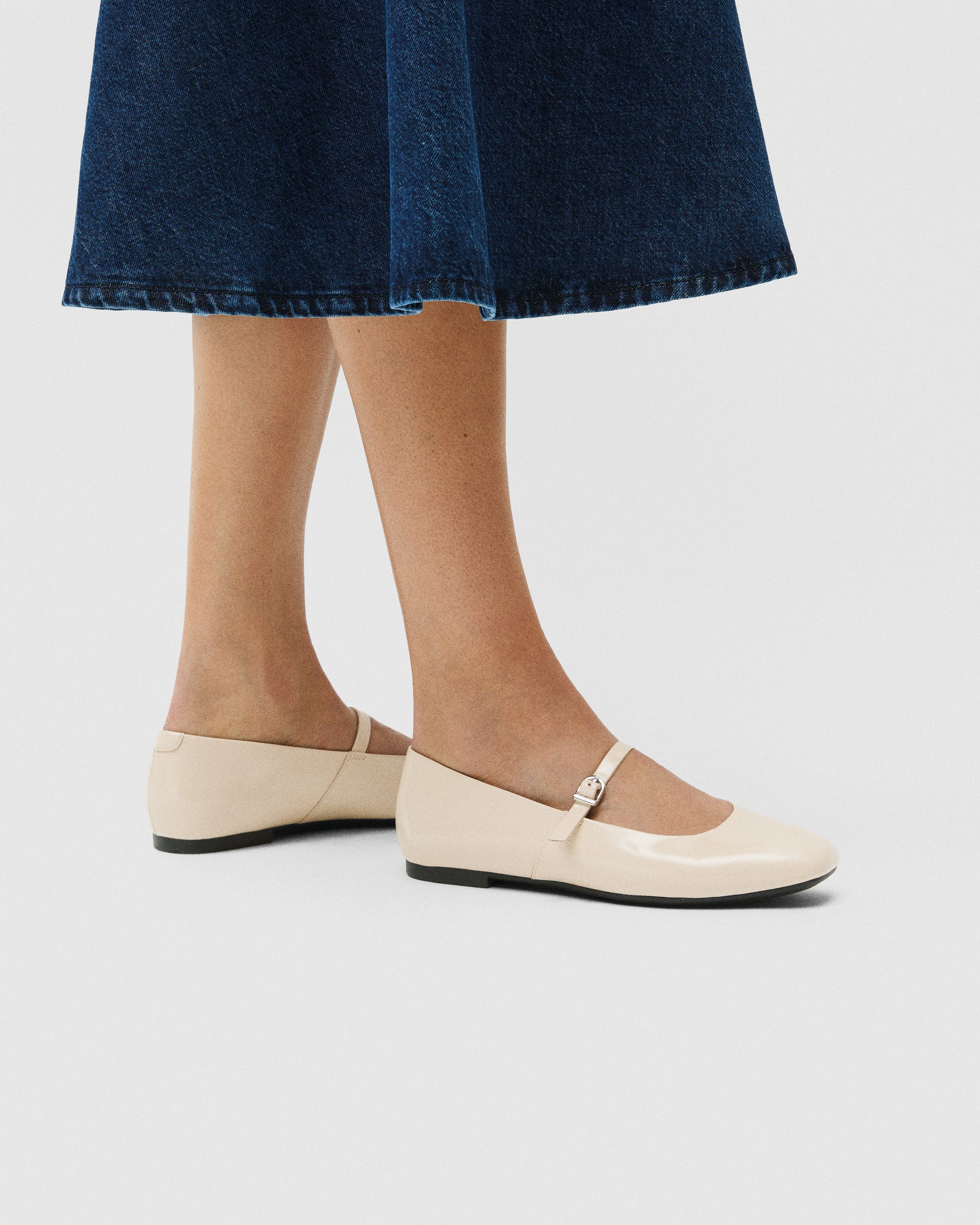 Women's ECCO® Margot Leather Mary Jane Flat - Beige - Lifestyle image-1