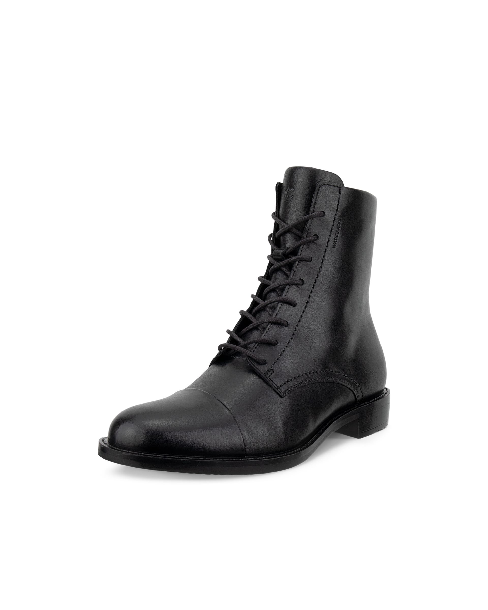 Women's ECCO® SARTORELLE 25 Leather Waterproof Lace-Up Boot - Black - Outside
