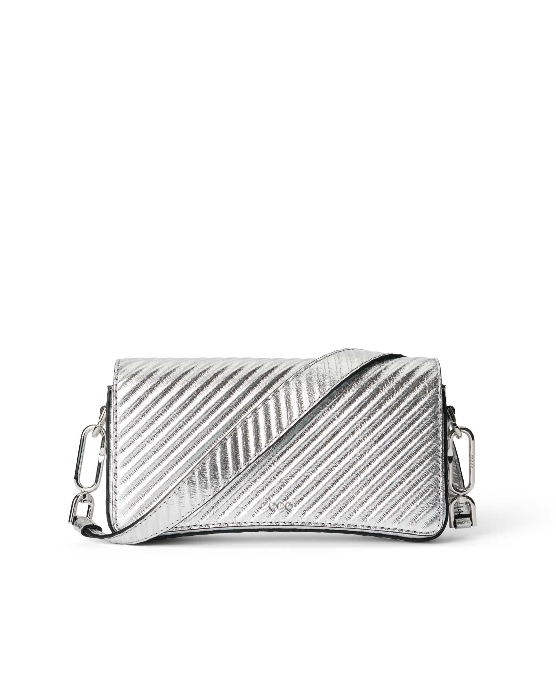 ECCO® Pinch Small Metallic Leather Shoulder Bag - Silver - Main