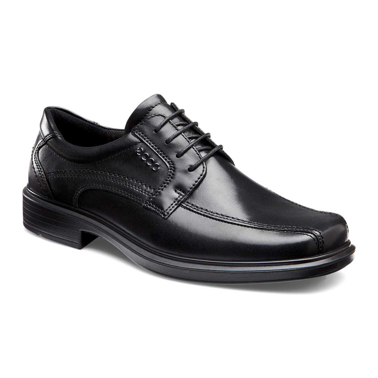 Men's ECCO® Helsinki Leather Bike-Toe Derby Shoe - Black - Main