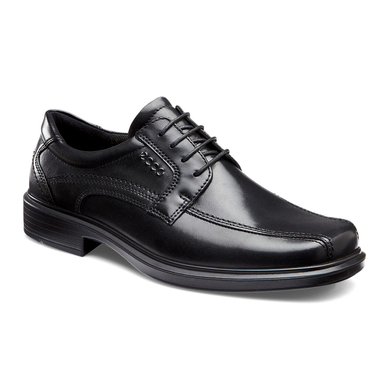 Men's ECCO® Helsinki Leather Bike-Toe Derby Shoe - Black - Main