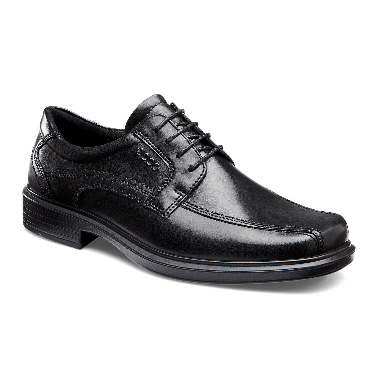 Men's ECCO® Helsinki Leather Bike-Toe Derby Shoe - Black - Main