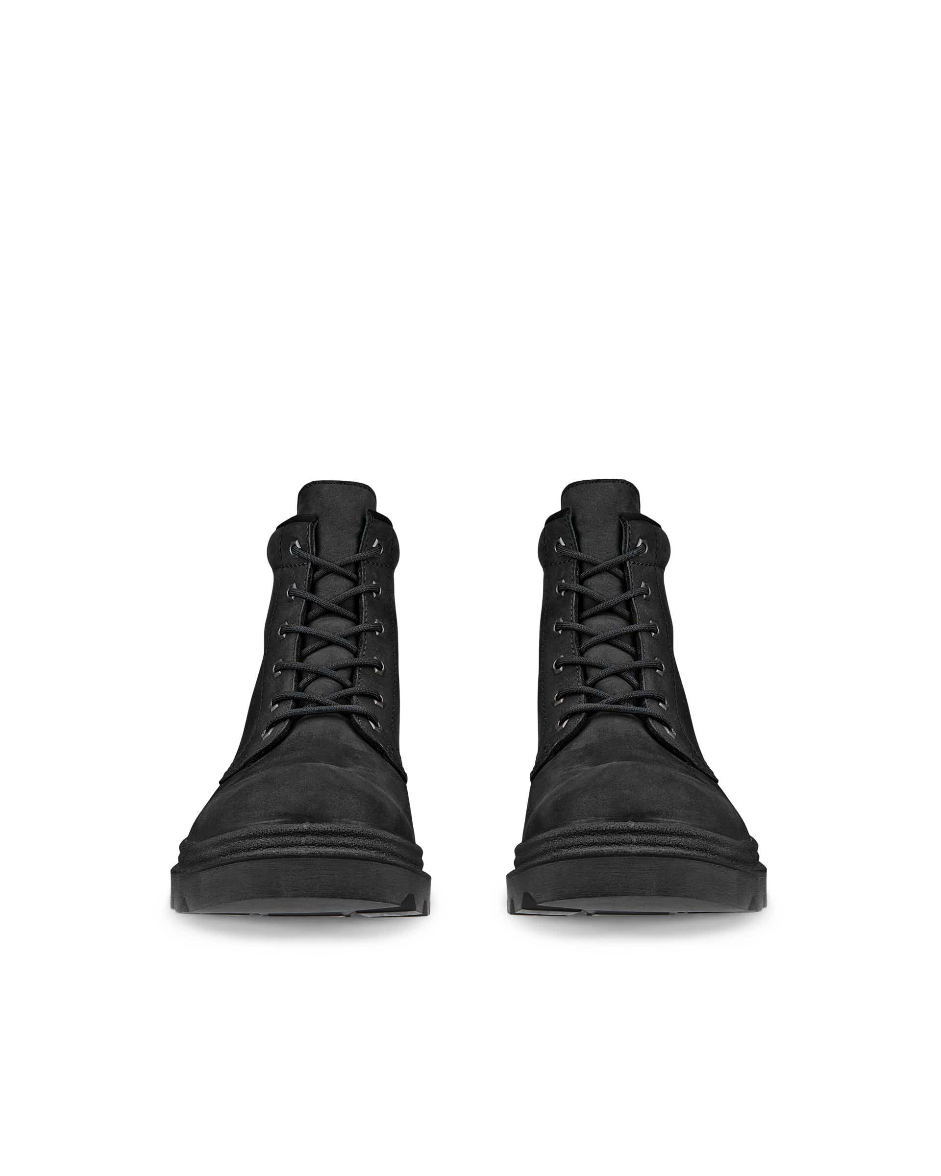 ECCO Grainer メンズ ヌバックウォータープルーフレースアップブーツ - ブラック - Front pair