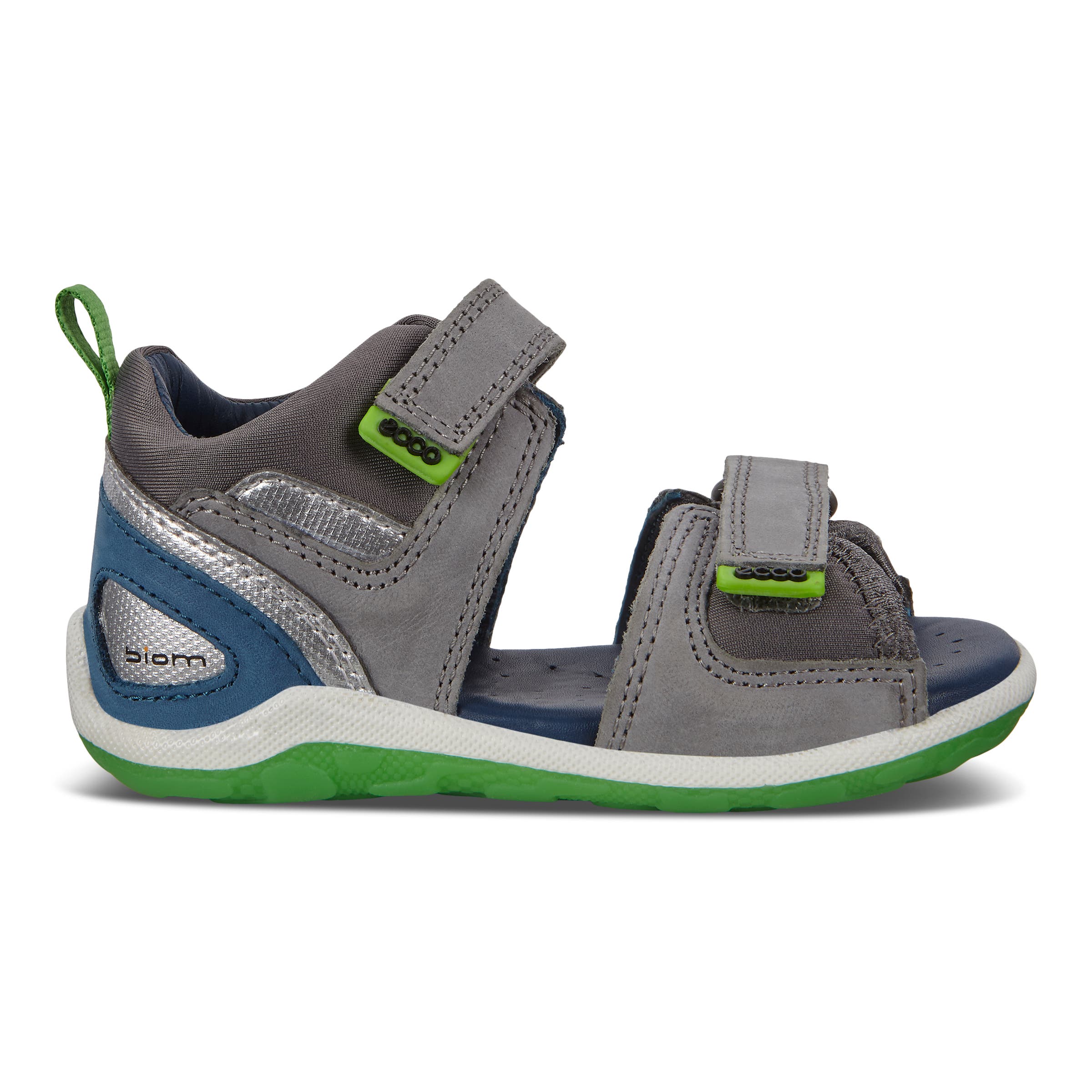 Kids' ECCO® BIOM Mini Leather Sandal - Grey - Outside