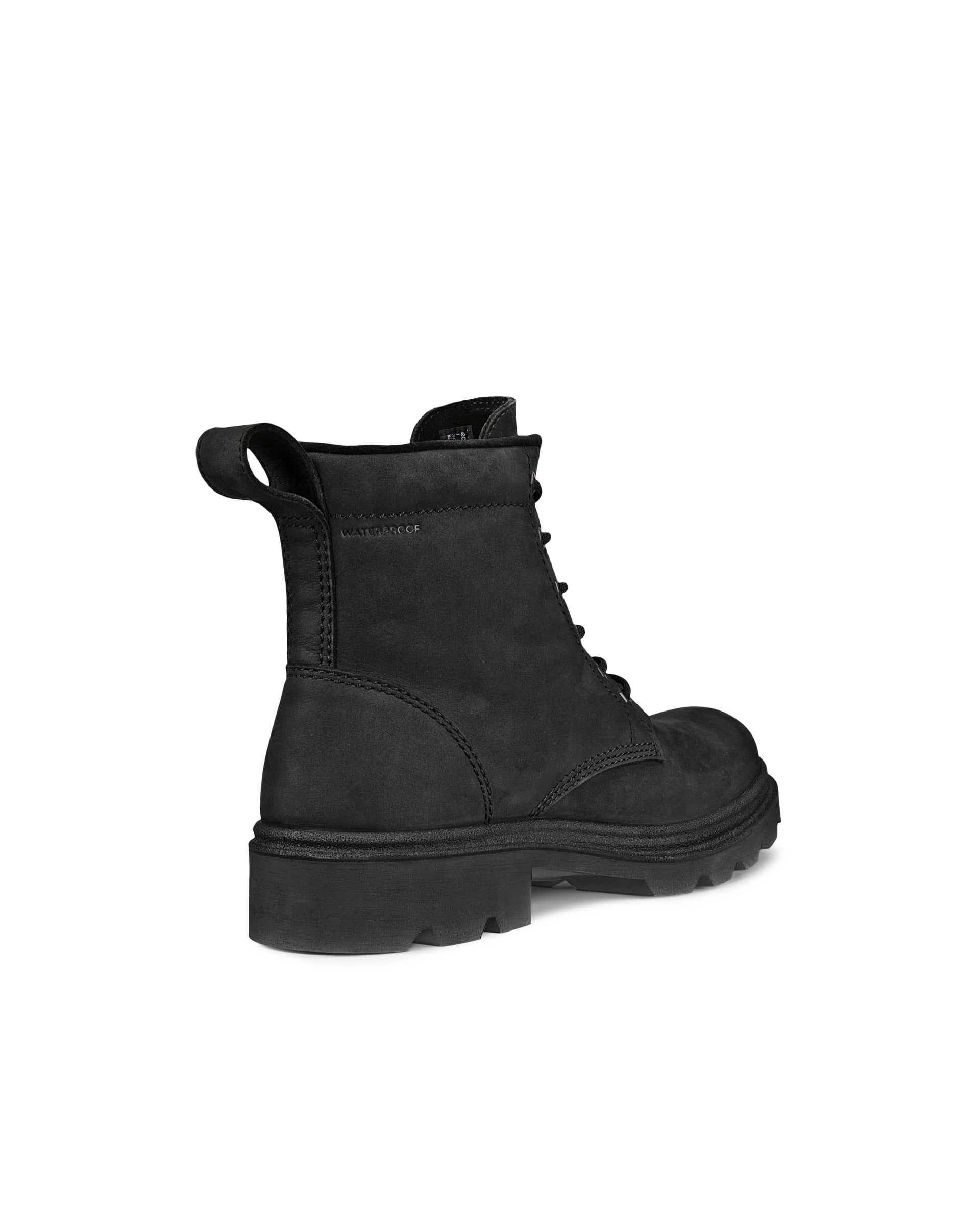 ECCO Grainer メンズ ヌバックウォータープルーフレースアップブーツ - ブラック - Back