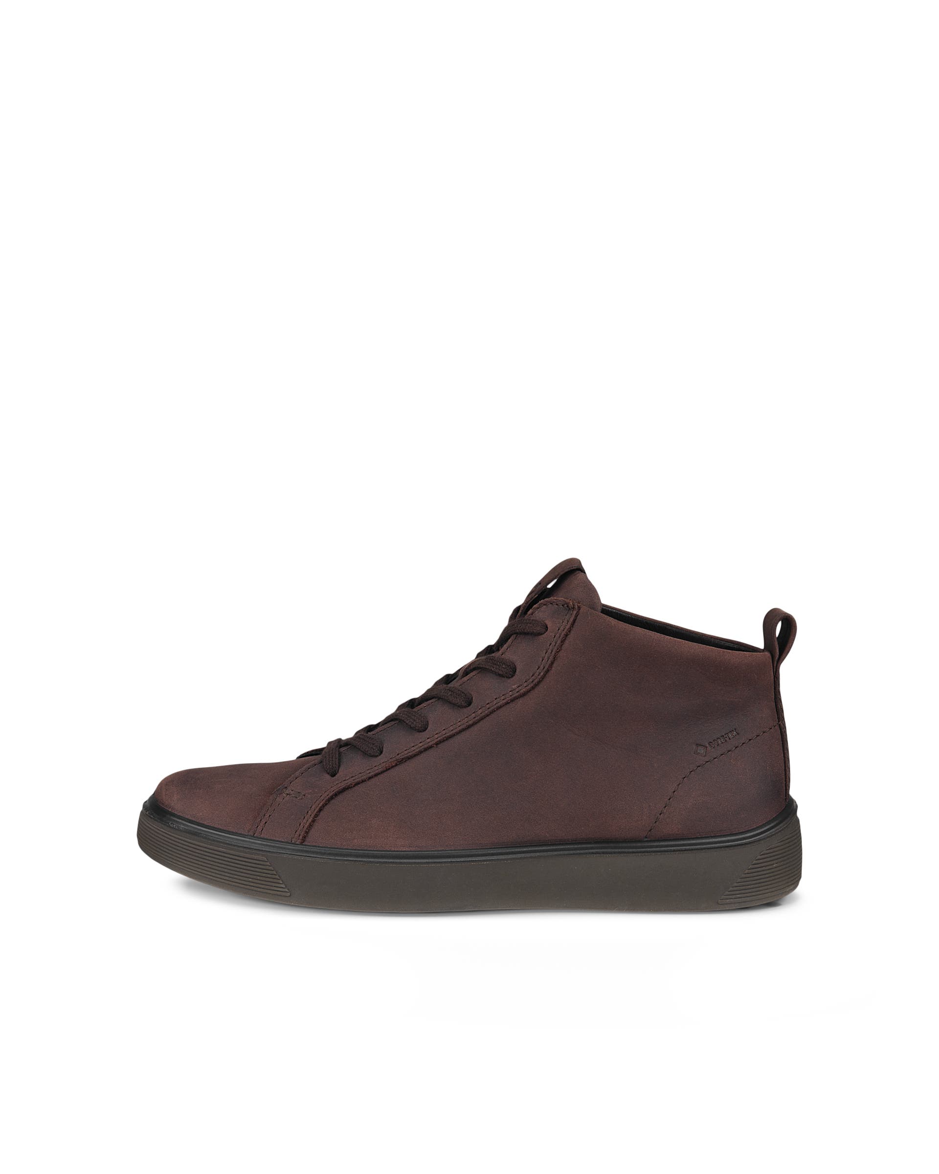 Men's ECCO® Street Tray Nubuck Gore-Tex High-Top Sneaker - Brown - Outside