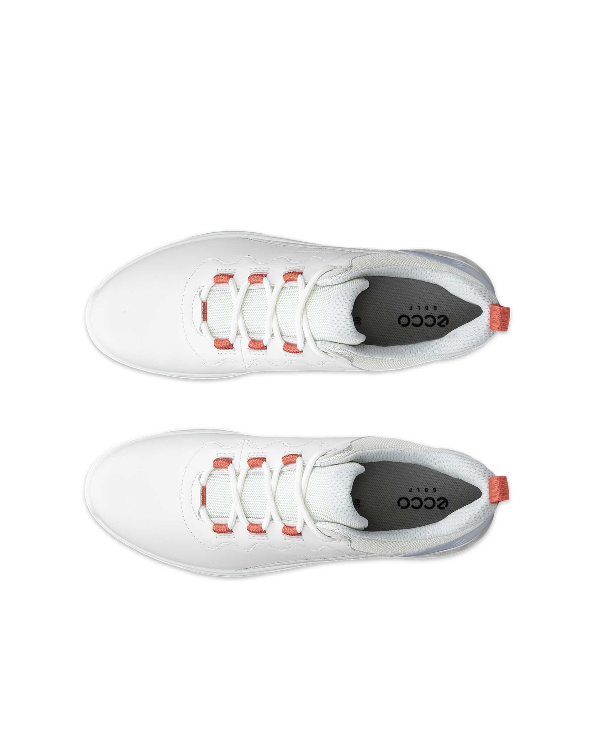 ECCO® GOLF S-CASUAL chaussure de golf imperméable en cuir pour femme - Blanc - Top left pair