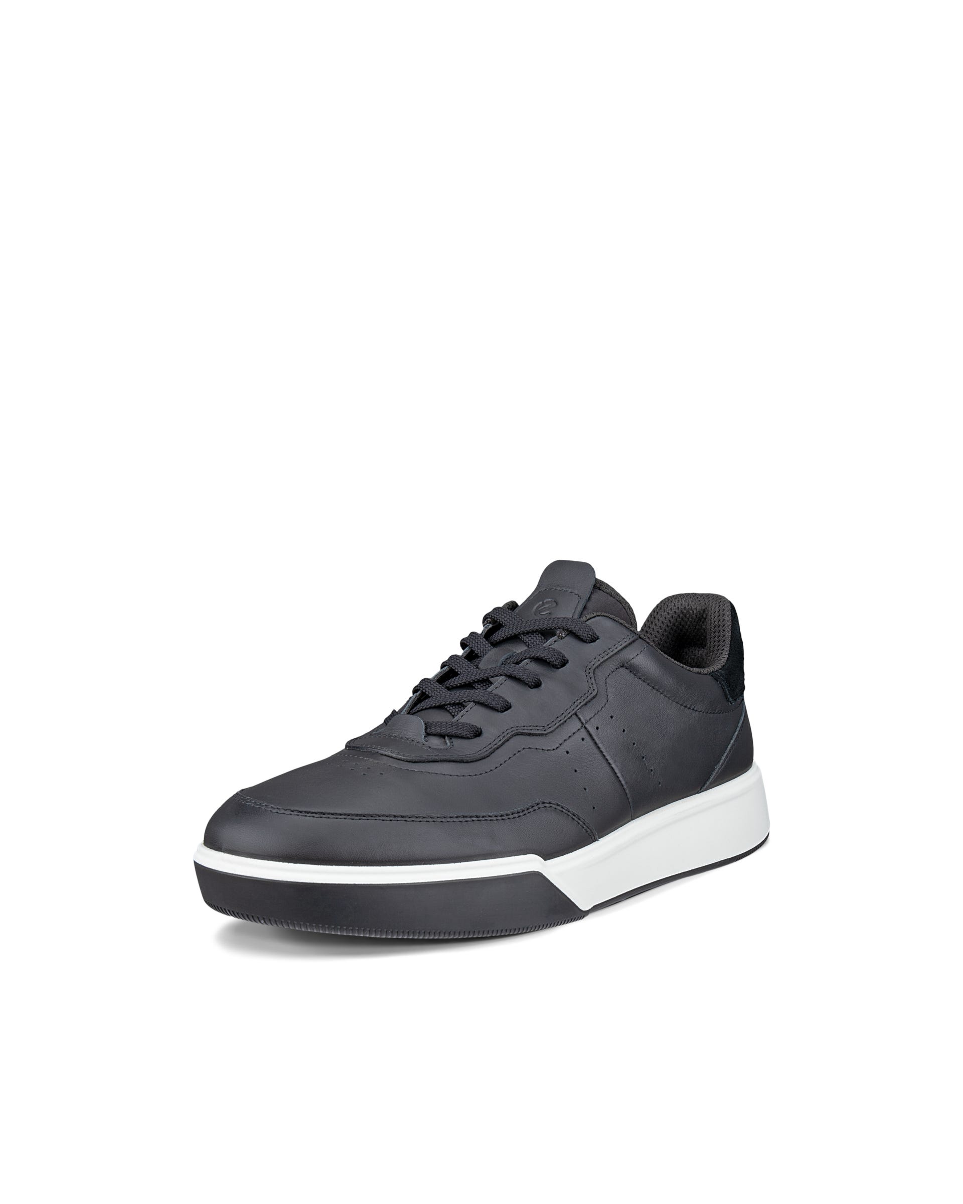 Men's ECCO® STREET COURT Leather Sneaker - Black - Outside