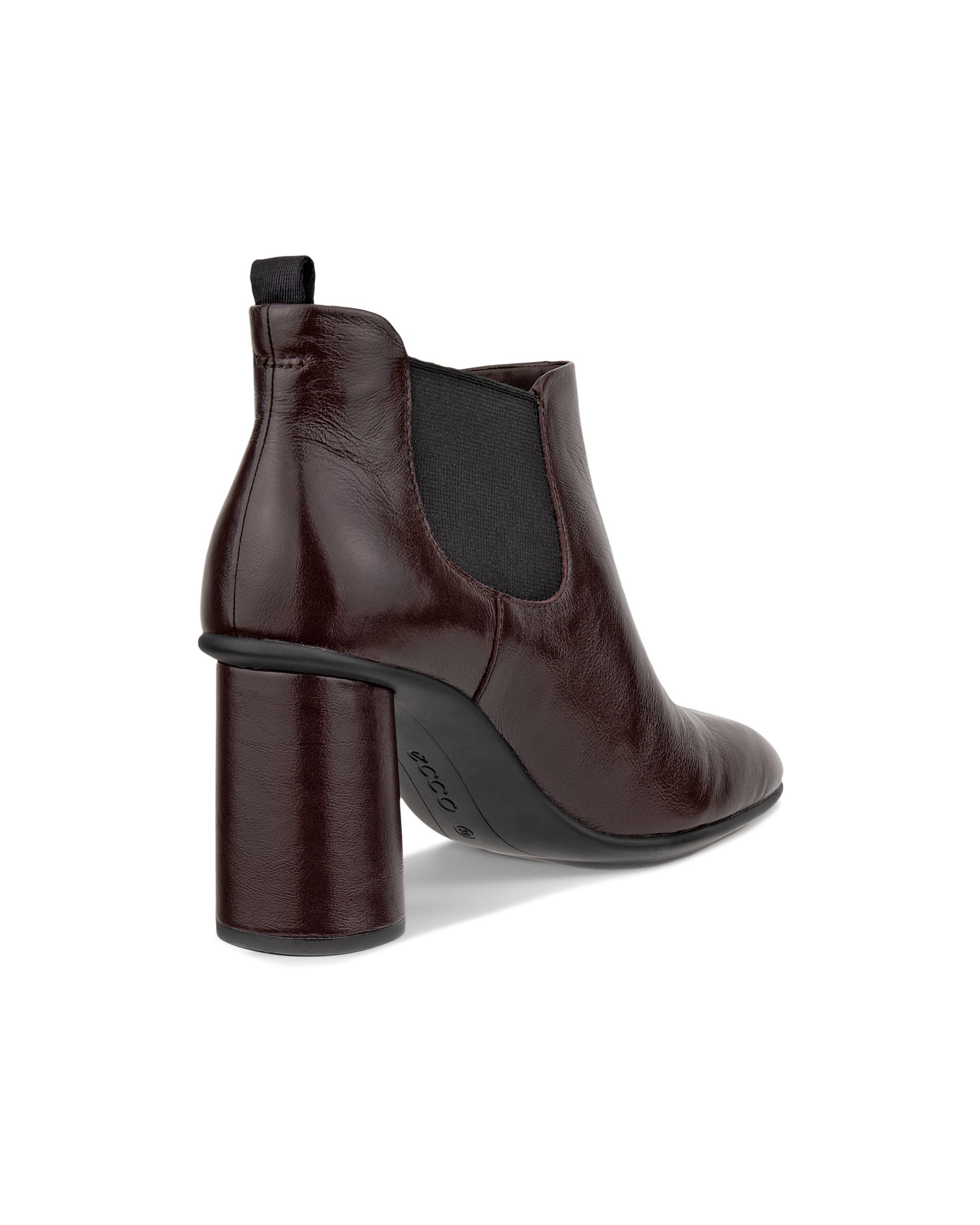 Women's ECCO® Sculpted Alba 65 Leather Chelsea Heel Boot - Brown - Back